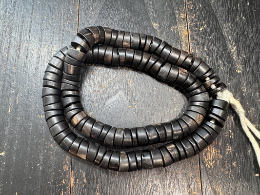 Handmade Himalayan 108 Bead Mala Necklace | Dark Meditation Prayer Beads | Tribal Buddhist Style Necklace | 24 Inches