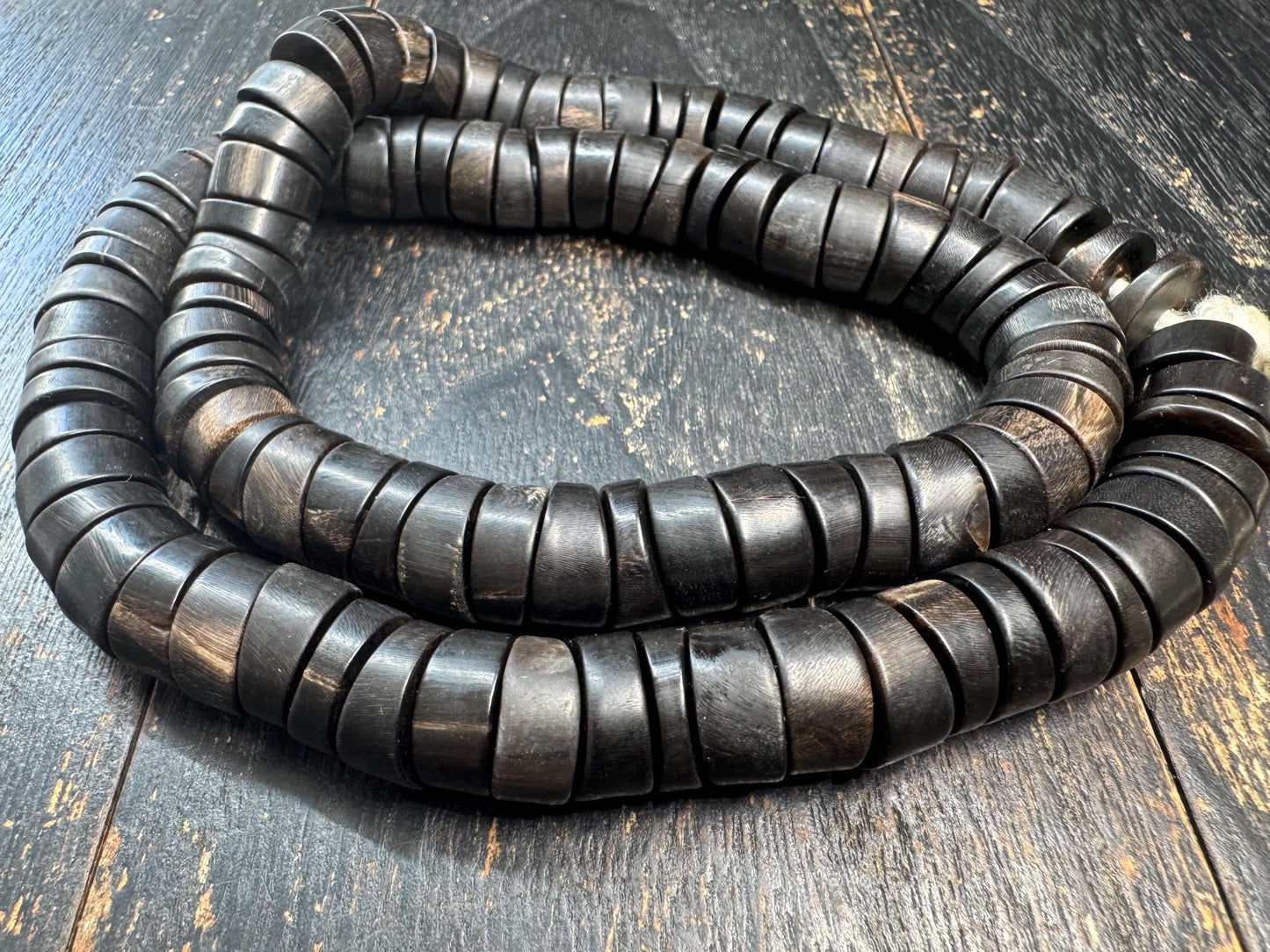 Handmade Himalayan 108 Bead Mala Necklace | Dark Meditation Prayer Beads | Tribal Buddhist Style Necklace | 24 Inches