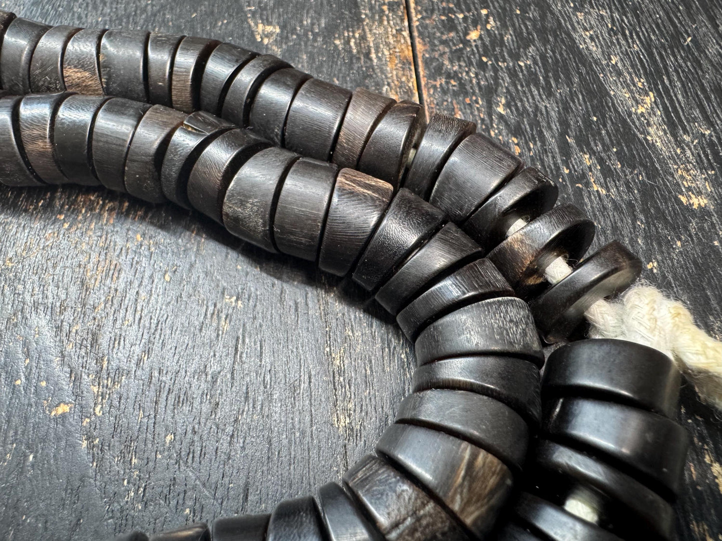 Handmade Himalayan 108 Bead Mala Necklace | Dark Meditation Prayer Beads | Tribal Buddhist Style Necklace | 24 Inches
