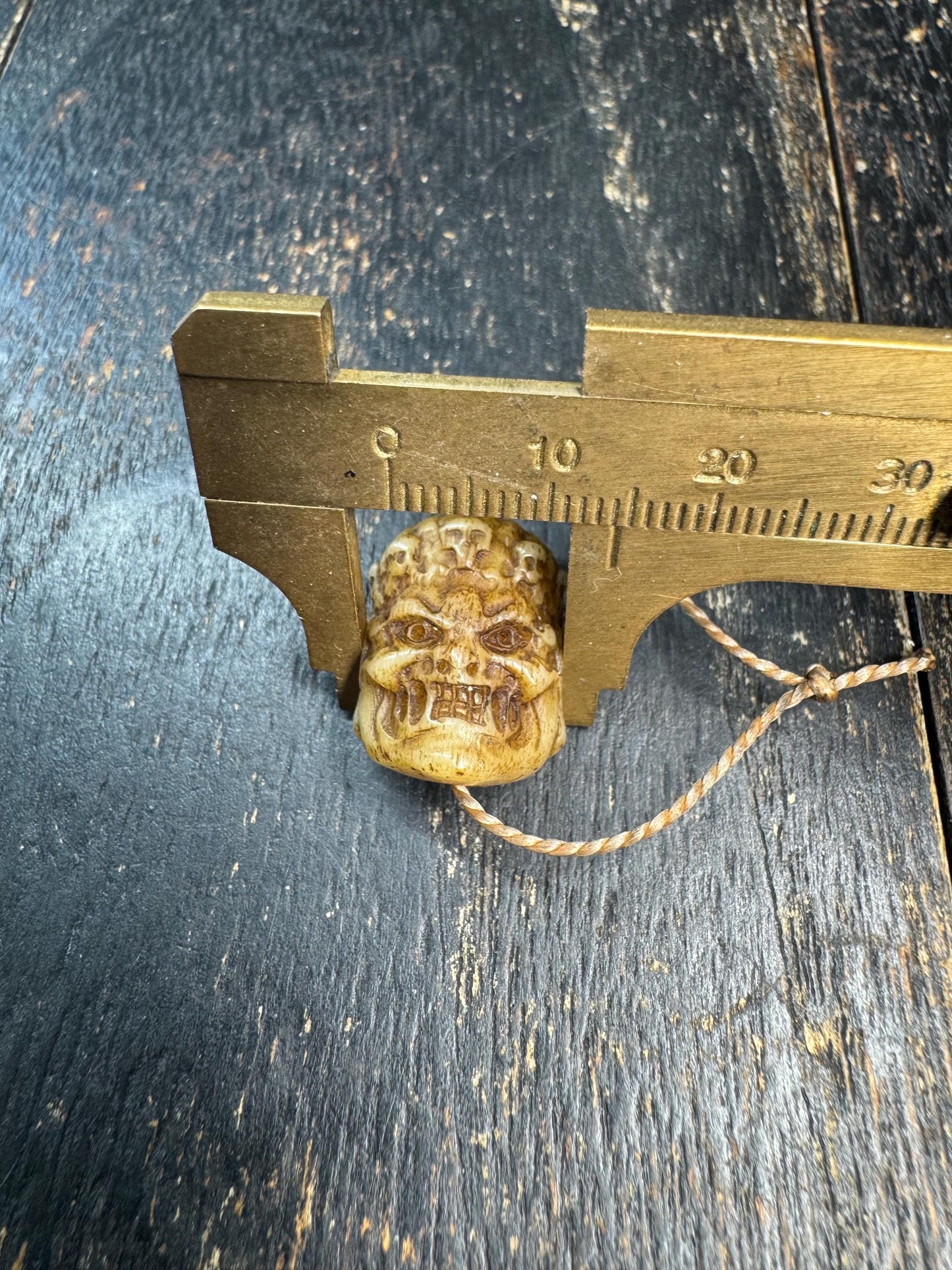 Vintage Yak Bone Mahakala Bead | Hand Carved Tibetan Mahakala Guru Bead | Himalayan Protector Deity Pendant | Mala Accessory