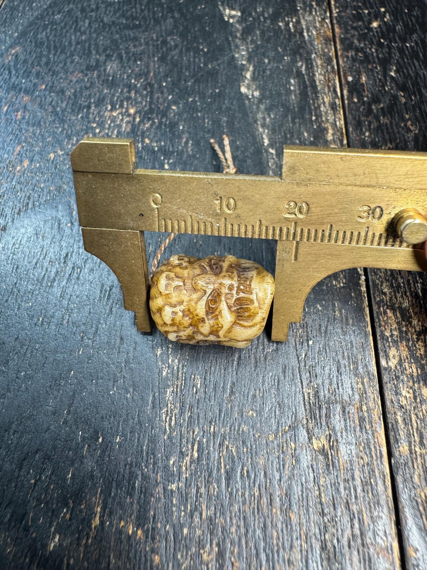 Vintage Yak Bone Mahakala Bead | Hand Carved Tibetan Mahakala Guru Bead | Himalayan Protector Deity Pendant | Mala Accessory