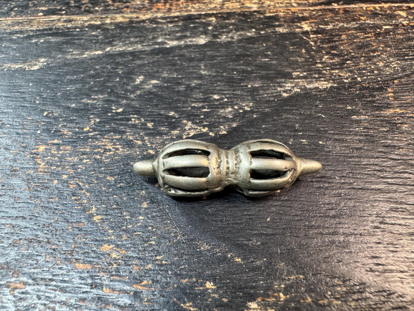 Brass Double Vajra Guru Bead • Tibetan Dorje Center Bead • Double Dorje Spacer • Himalayan Mala Making Supply • Brass Focal Bead