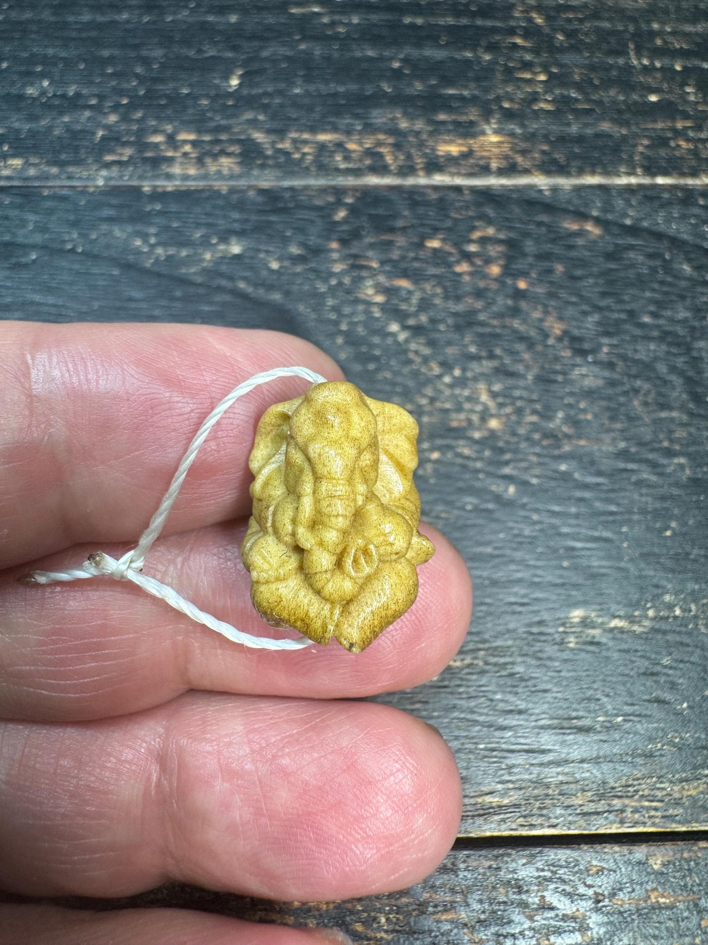 Hand Carved Yak Bone Ganesha Bead | Tibetan Elephant God Guru Bead | Mini Ganesh Pendant Charm | Spiritual Mala Spacer | Handmade Bone Carvi