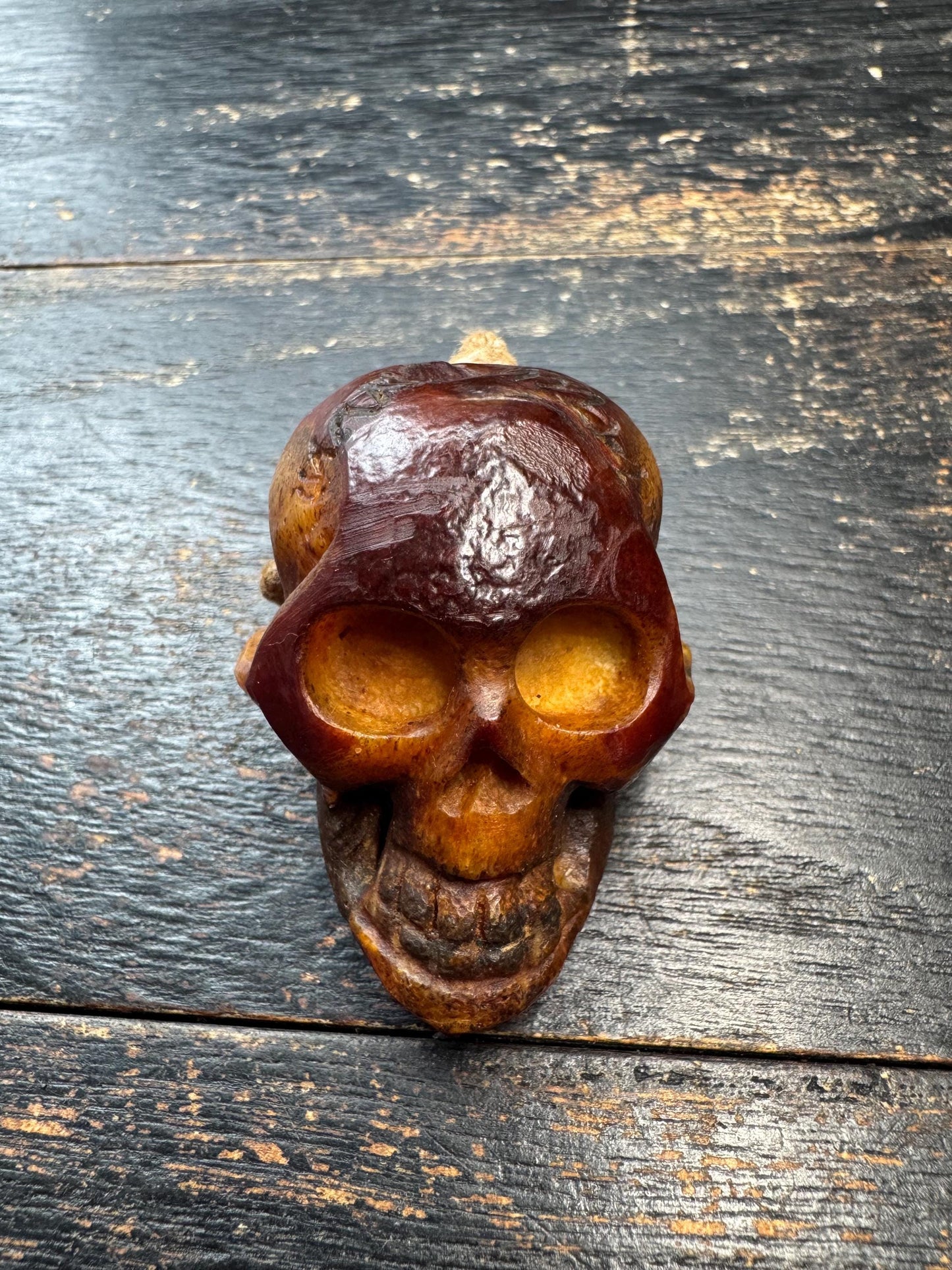 Tibetan Charnel Ground Skull Guru Bead, Hand Carved Yak Bone Focal Bead, Citipati Inspired Mala Guru Bead, Large Center Bead for Prayer Mala