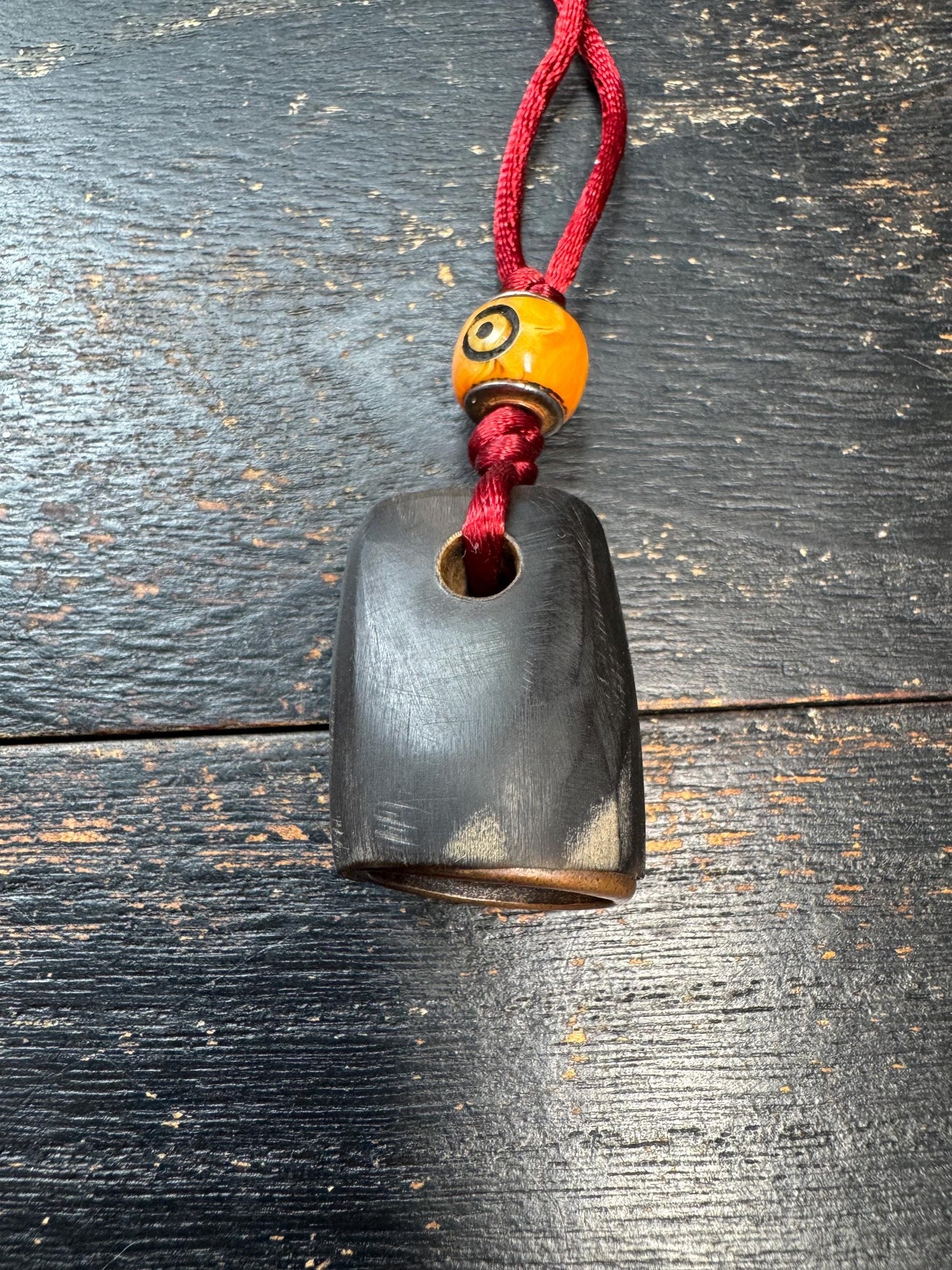 Vintage Himalayan Horn Tsa Tsa Seal Pendant, Hand Carved Buddha Mold Amulet, Buddhist Ritual Stamp, Nepal Folk Art Charm, Tribal Horn Talism