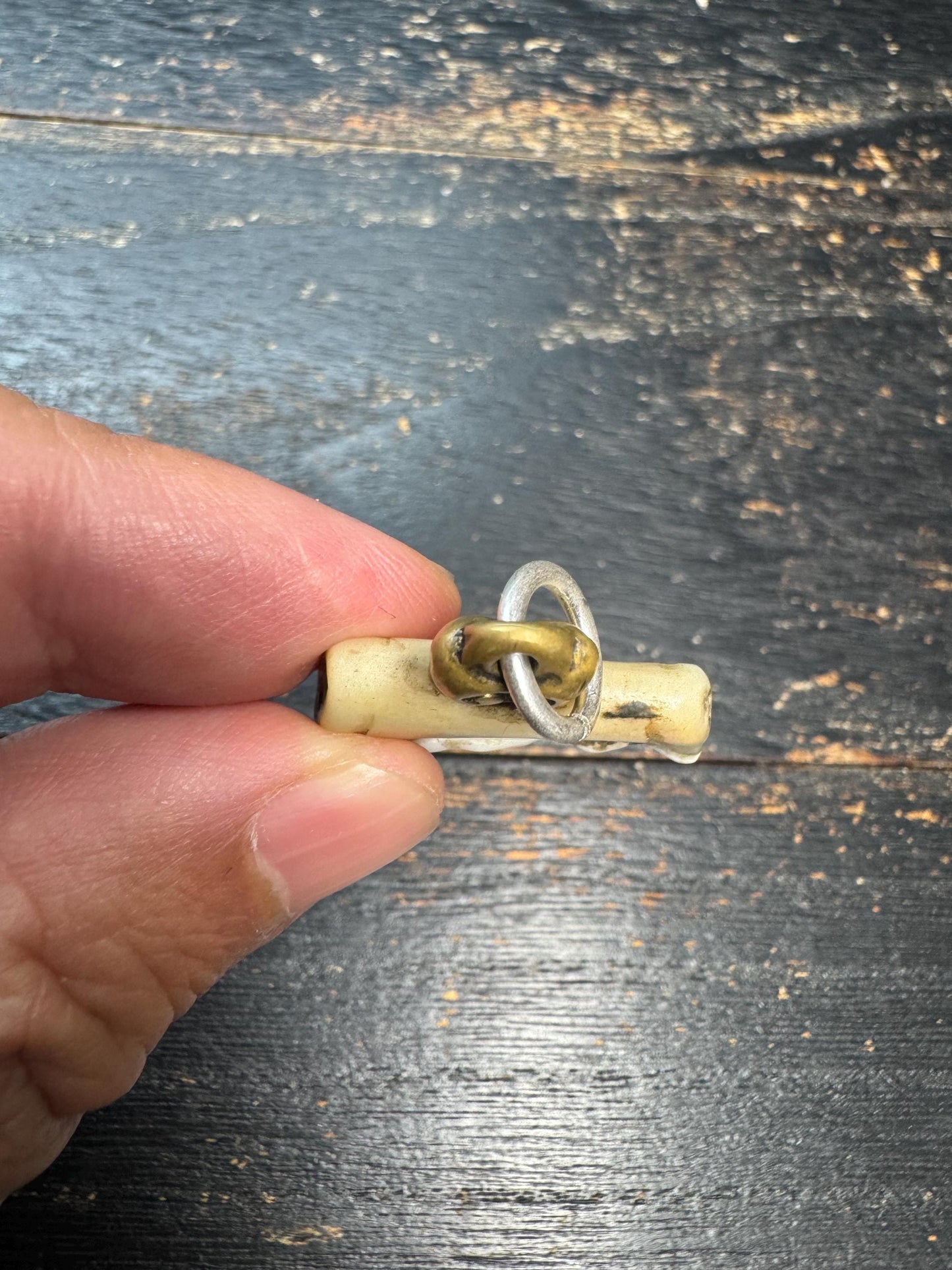 Vintage Himalayan Tooth Pendant, Brass Mounted Natural Tooth Amulet, Tribal Protection Charm, Nepal Folk Art Talisman, Ethnographic Jewelry