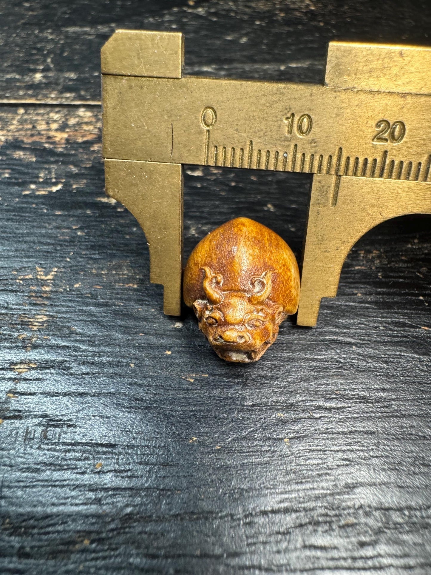 Vintage Yak Bone Bixi Dragon Turtle Bead | Hand-Carved Mythical Creature Guru Bead | Himalayan Style Protective Mala Spacer