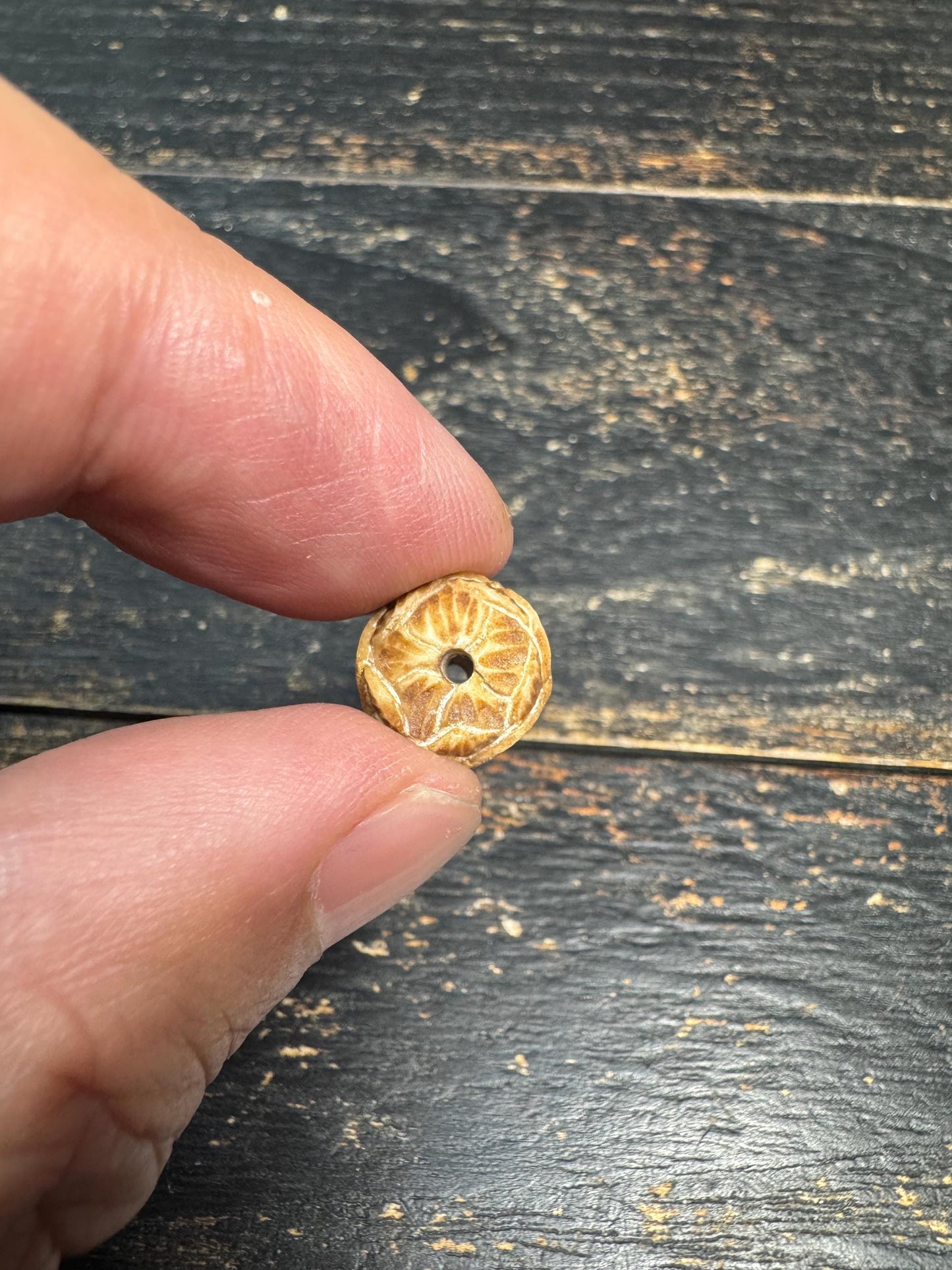 Hand-Carved Lotus Yak Bone Bead | Vintage Style Lotus Guru Bead | Himalayan Floral Spacer Bead for Mala Jewelry Making