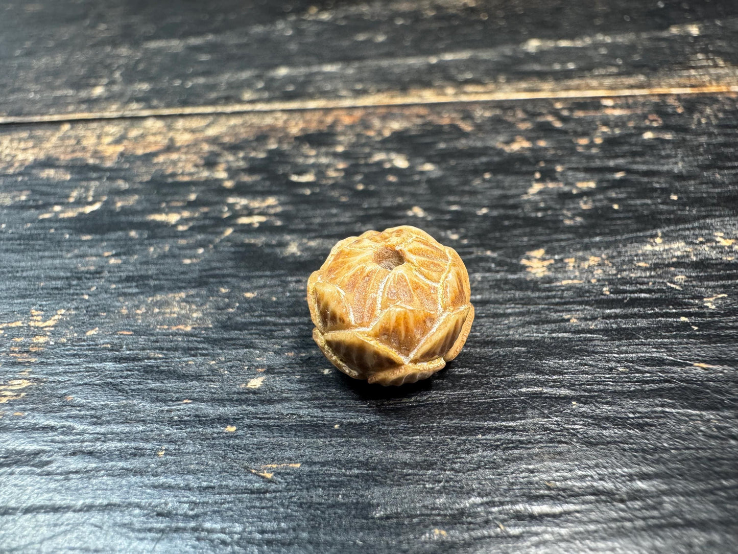 Hand-Carved Lotus Yak Bone Bead | Vintage Style Lotus Guru Bead | Himalayan Floral Spacer Bead for Mala Jewelry Making