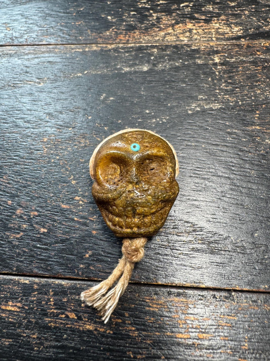 Citipati Yak Bone Guru Bead, Double-Sided Skull Guru Bead, Tibetan Mala Center Bead, Hand Carved Yak Bone Connector, Memento Mori Prayer Bea