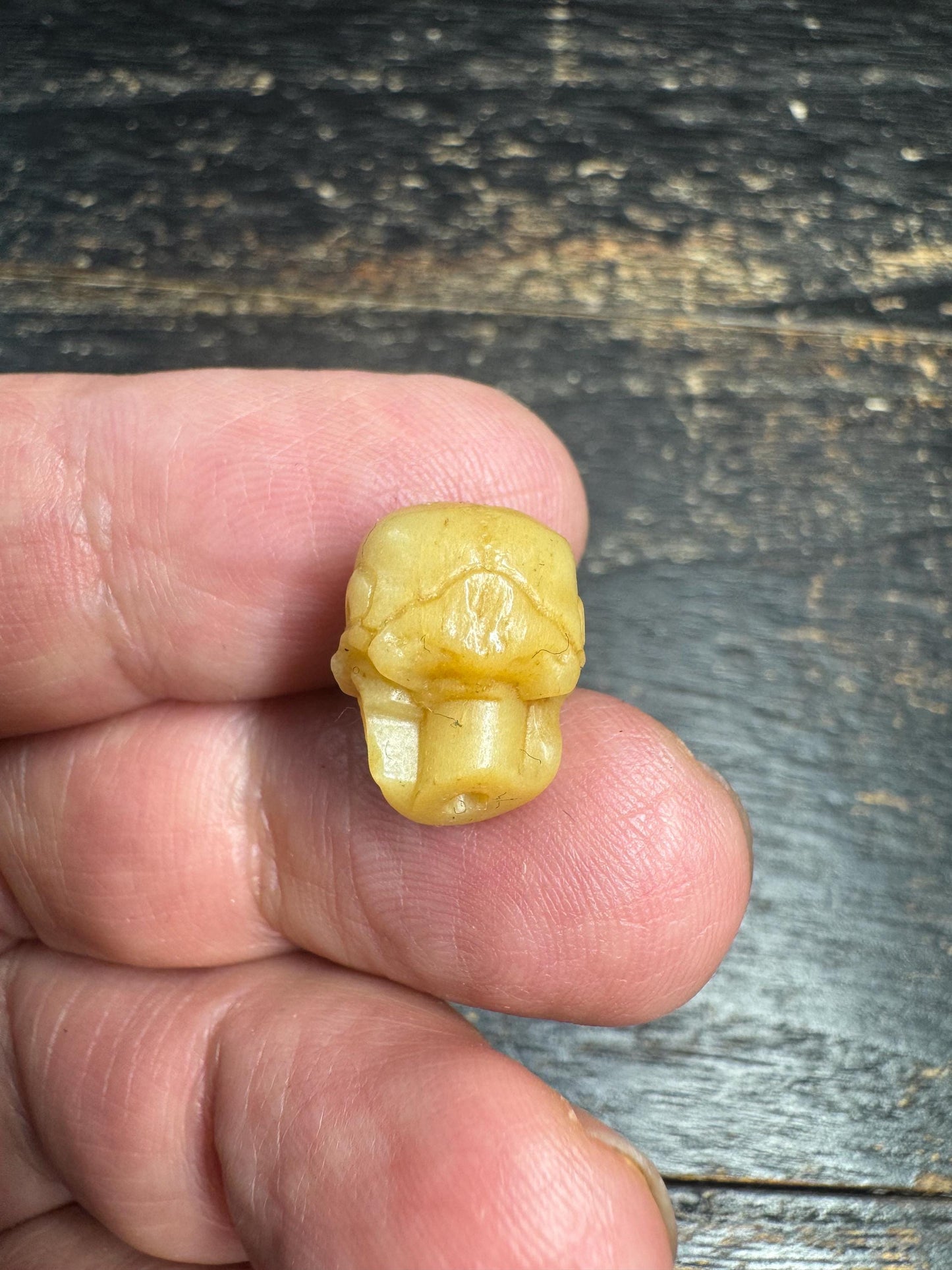 Hand-Carved Yak Bone Citipati Skull Bead • Tibetan Charnel Ground Skull Bead • Mala Spacer Bead • Buddhist Meditation Jewelry Supply