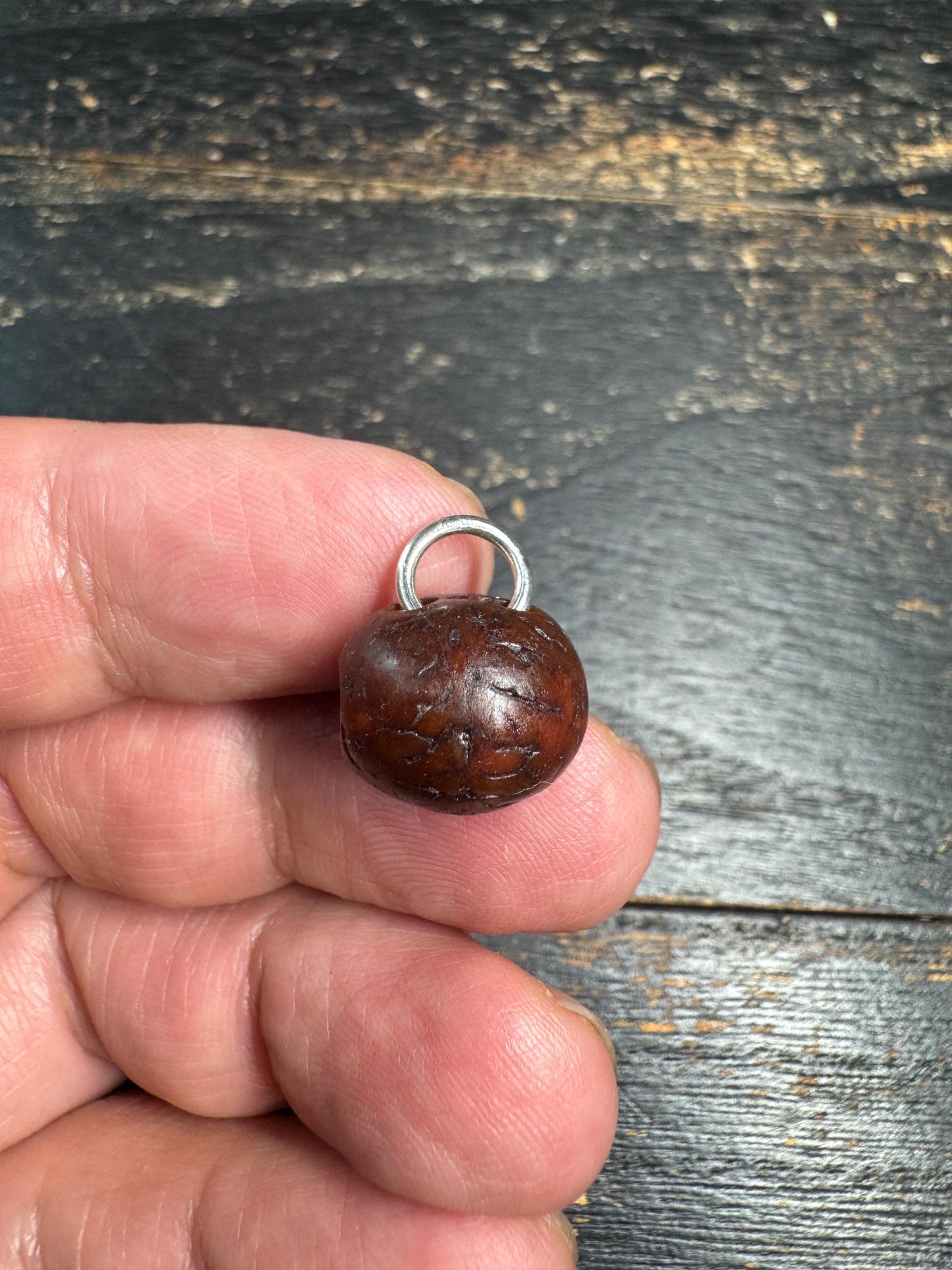 Phoenix Eye Bodhi Seed Bead Pendant • Natural Feng Yan Bodhi Charm • Tibetan Mala Accessory • Prayer Bead Pendant • Buddhist Meditation Jewe