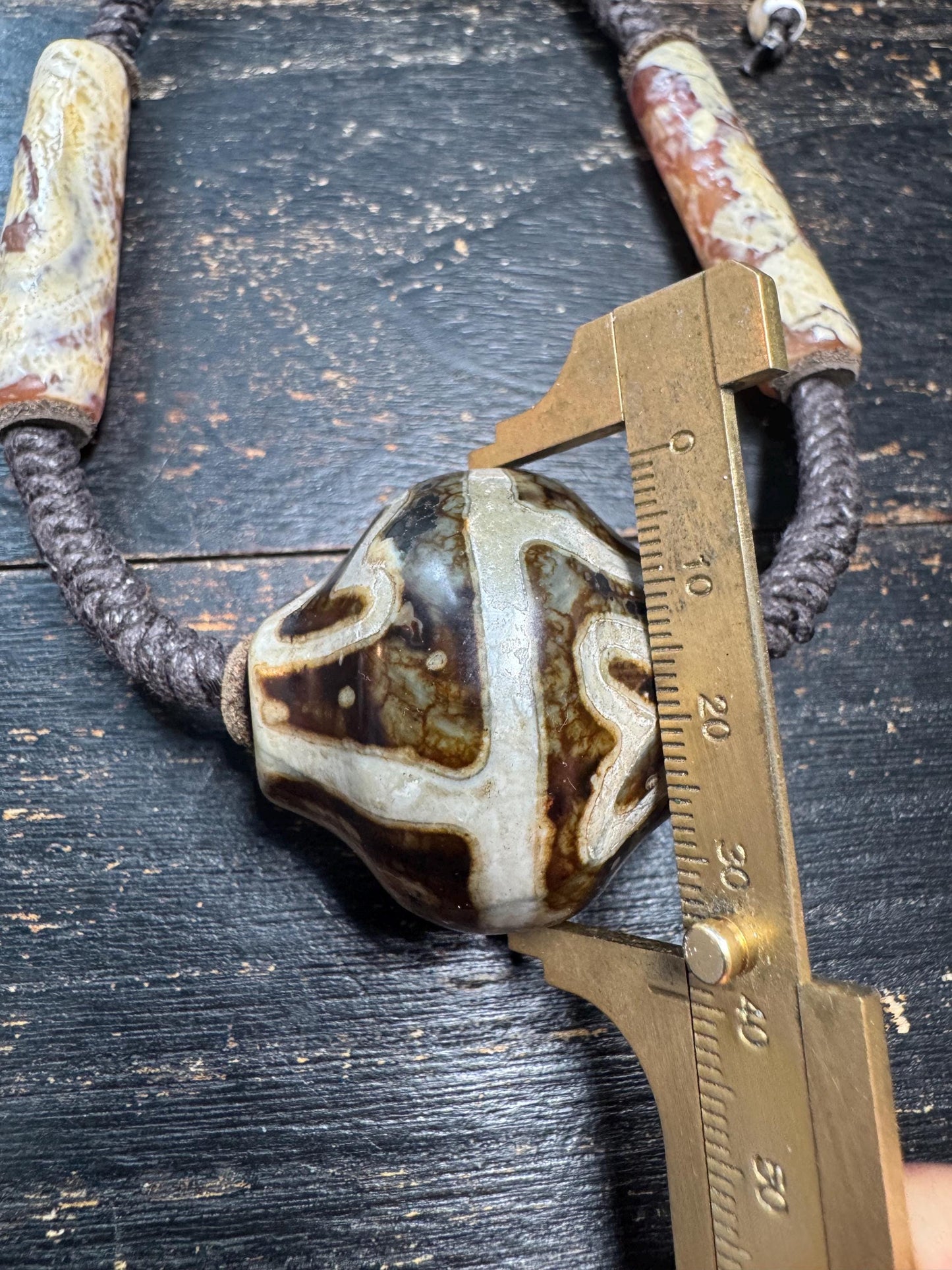 Lotus Dzi Necklace • Tibetan Style Lotus Dzi Pendant Necklace • Hand-Knotted Himalayan Agate Jewelry • Adjustable Spiritual Necklace