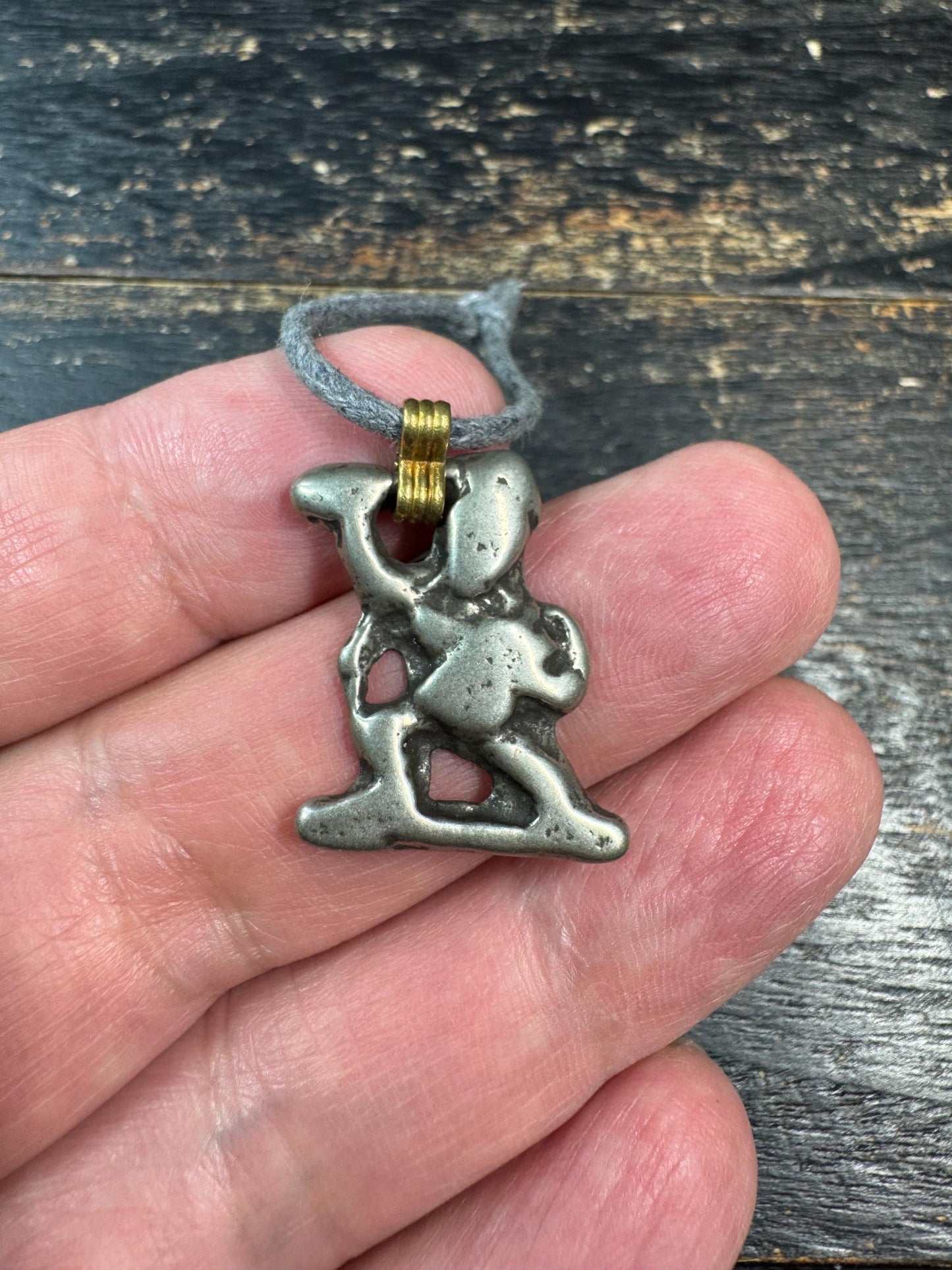 Vintage Brass Yellow Jambhala Pendant • Tibetan Buddhist Wealth Deity Amulet • Himalayan Brass Talisman • Handmade Nepalese Protection Charm