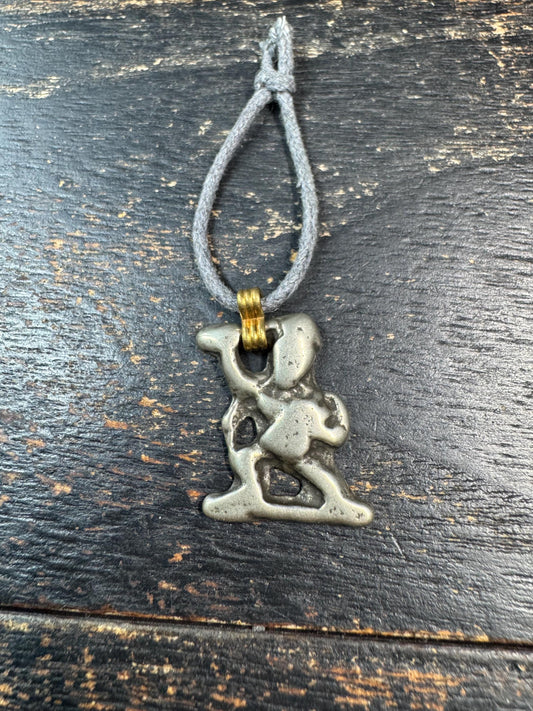 Vintage Brass Yellow Jambhala Pendant • Tibetan Buddhist Wealth Deity Amulet • Himalayan Brass Talisman • Handmade Nepalese Protection Charm