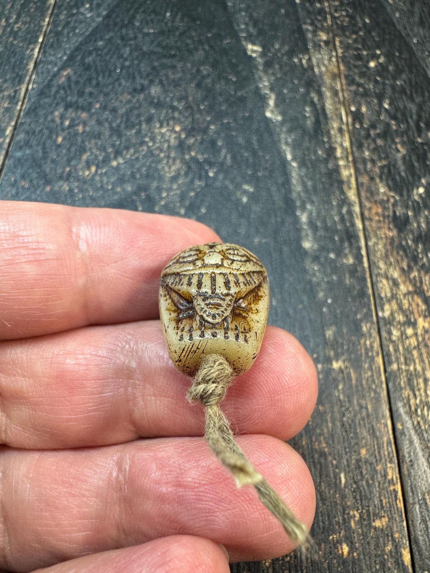 Hand-Carved Yak Bone Citipati Skull Bead – Tibetan Buddhist Protector Charm, Carved Bone Guru Bead for Mala, Jewelry Making Supply, Spiritua