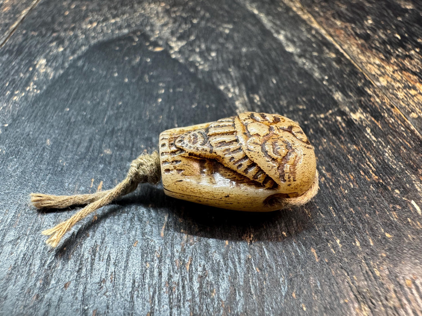 Hand-Carved Yak Bone Citipati Skull Bead – Tibetan Buddhist Protector Charm, Carved Bone Guru Bead for Mala, Jewelry Making Supply, Spiritua