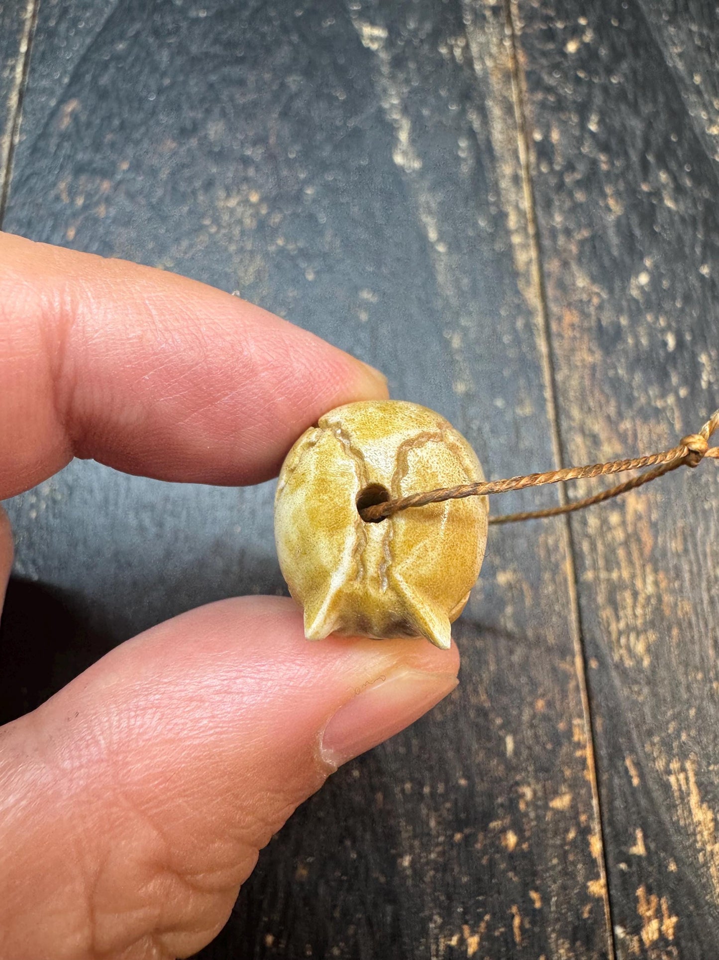 Vintage Deer Antler Citipati Skull Bead Pendant, Hand Carved Tibetan Chitipati Skeleton Amulet, Gothic Mala Guru Bead, Himalayan Bone Style