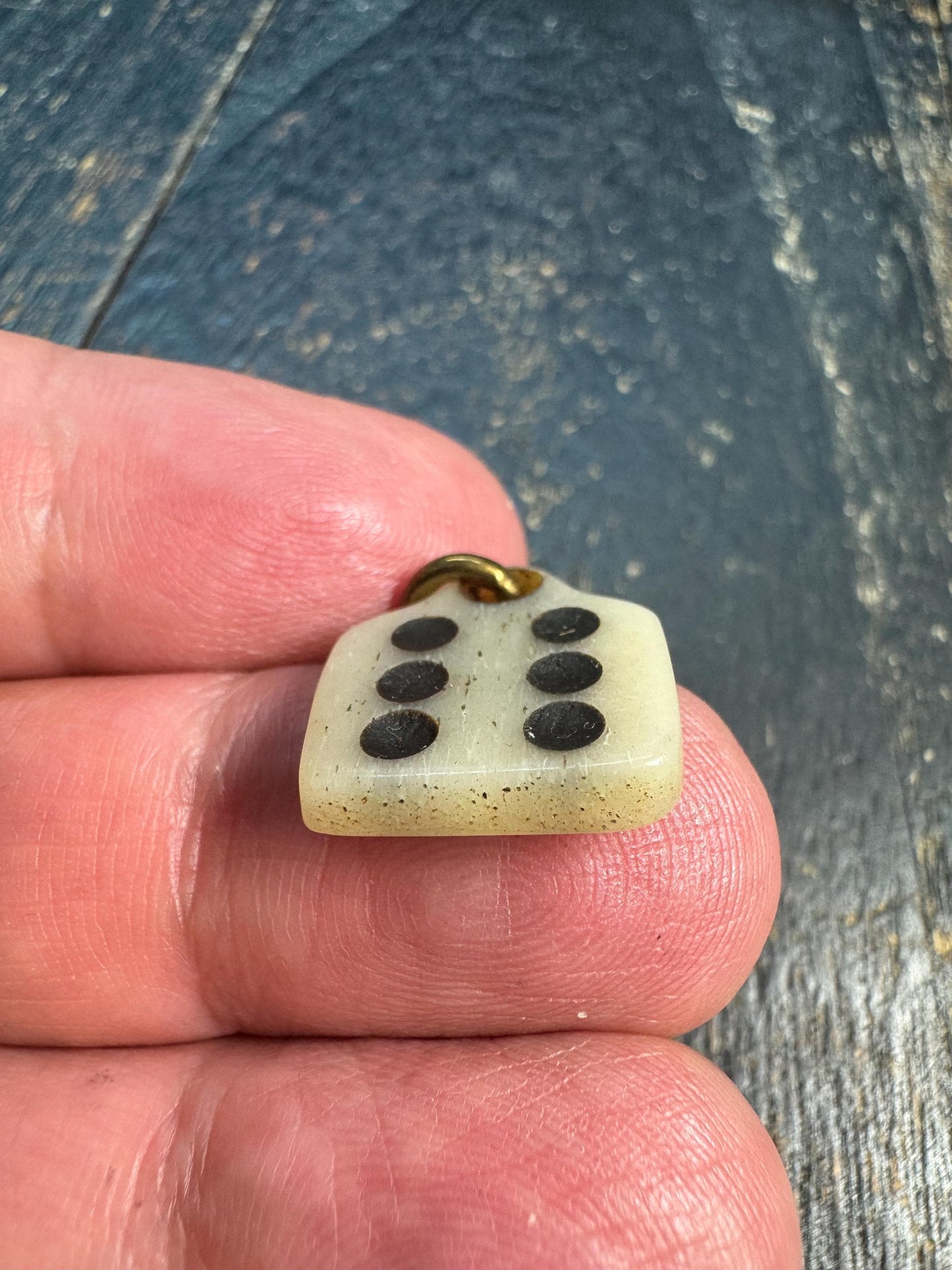 Vintage Yak Bone Six Dot Pendant Charm, Tibetan Style Bone Amulet, Minimalist Tribal Talisman Pendant, Handmade Mala Jewelry Component