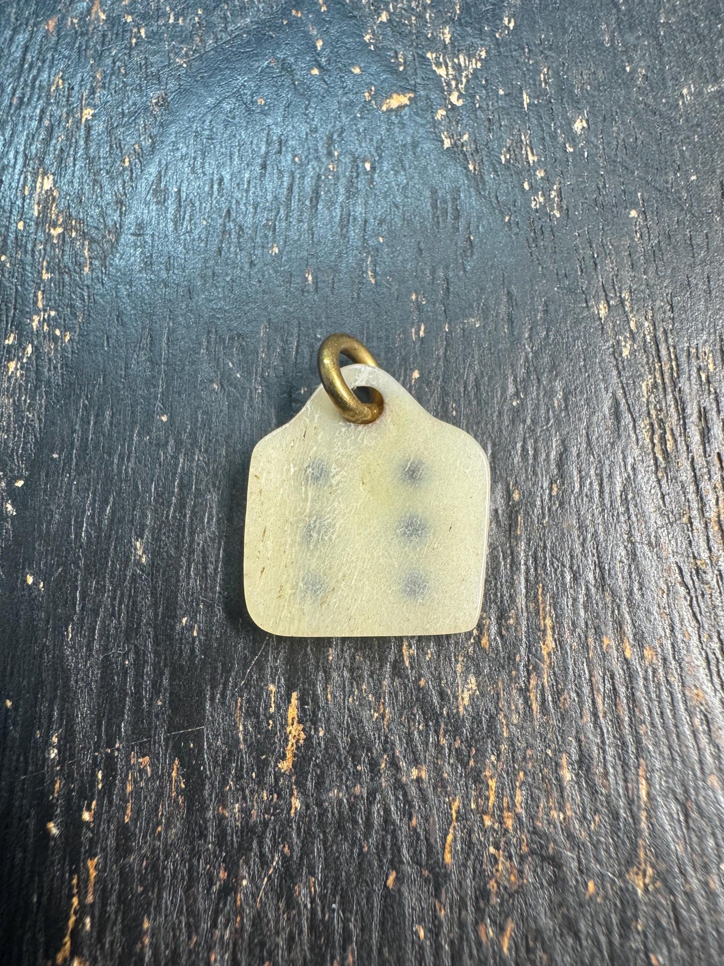 Vintage Yak Bone Six Dot Pendant Charm, Tibetan Style Bone Amulet, Minimalist Tribal Talisman Pendant, Handmade Mala Jewelry Component