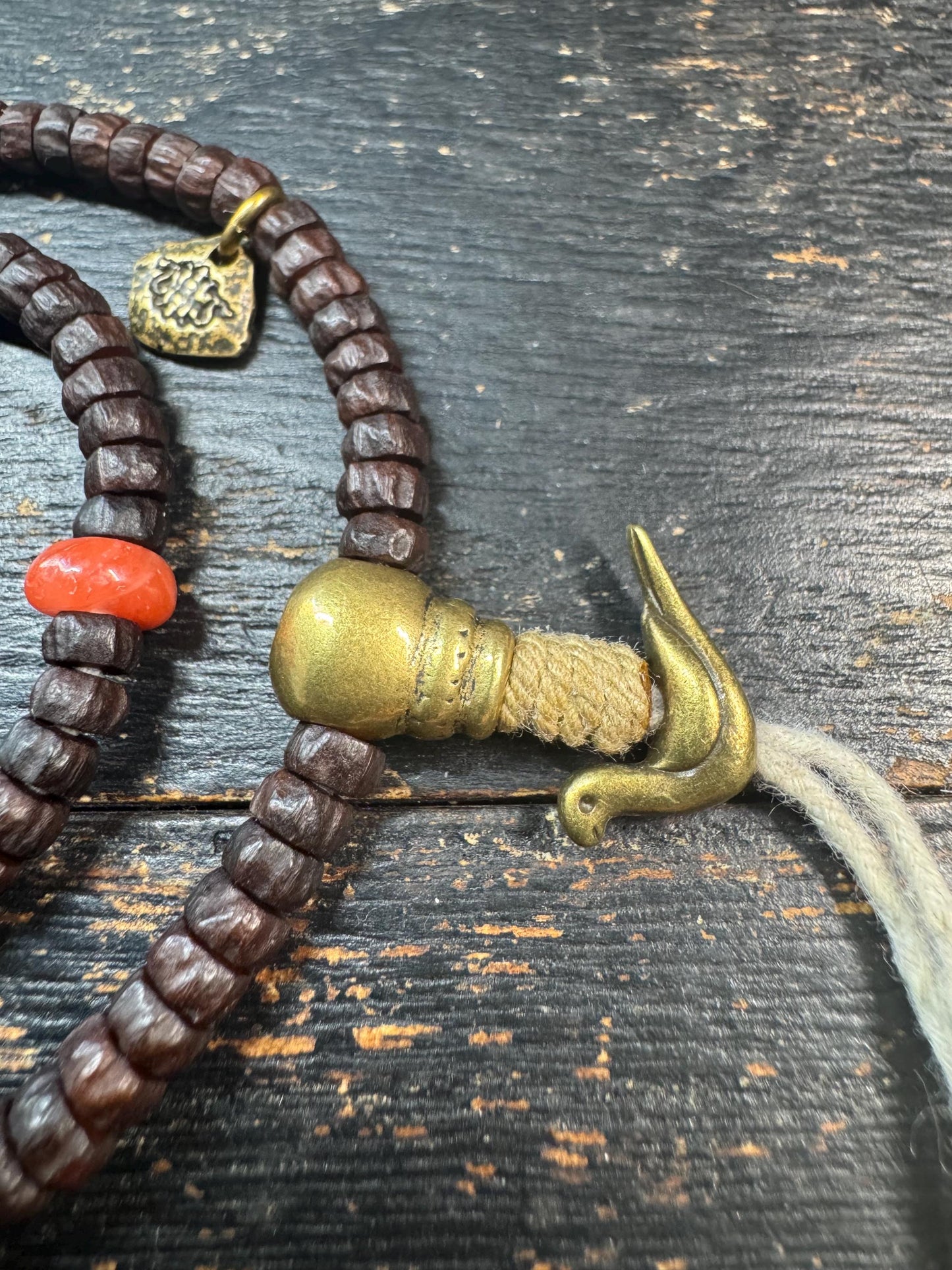 Vintage 108 Mini Hundred-Eyed Bodhi Seed Mala Necklace • Nanhong Agate Accent Beads • Tibetan Buddhist Prayer Beads • Meditation Mala • 12 I