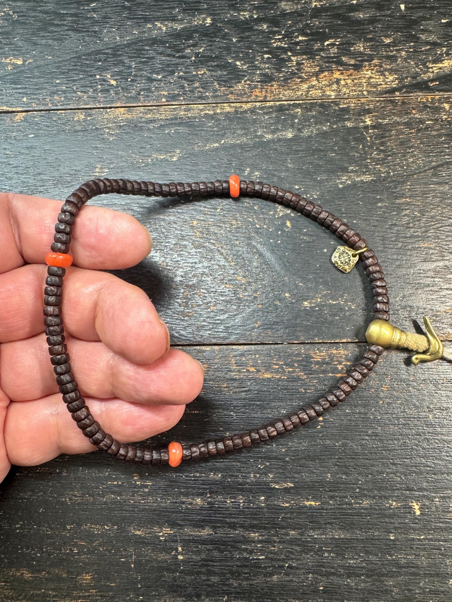 Vintage 108 Mini Hundred-Eyed Bodhi Seed Mala Necklace • Nanhong Agate Accent Beads • Tibetan Buddhist Prayer Beads • Meditation Mala • 12 I