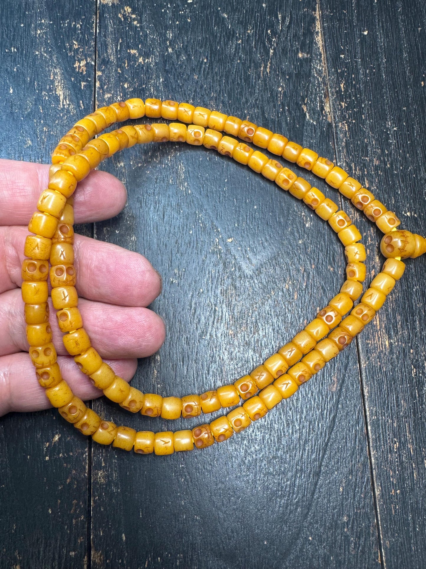 108 Yak Bone Citipati Mala Necklace • Tibetan Skull Prayer Beads • Hand Carved Charnel Ground Beads • Buddhist Meditation Mala • Himalayan R
