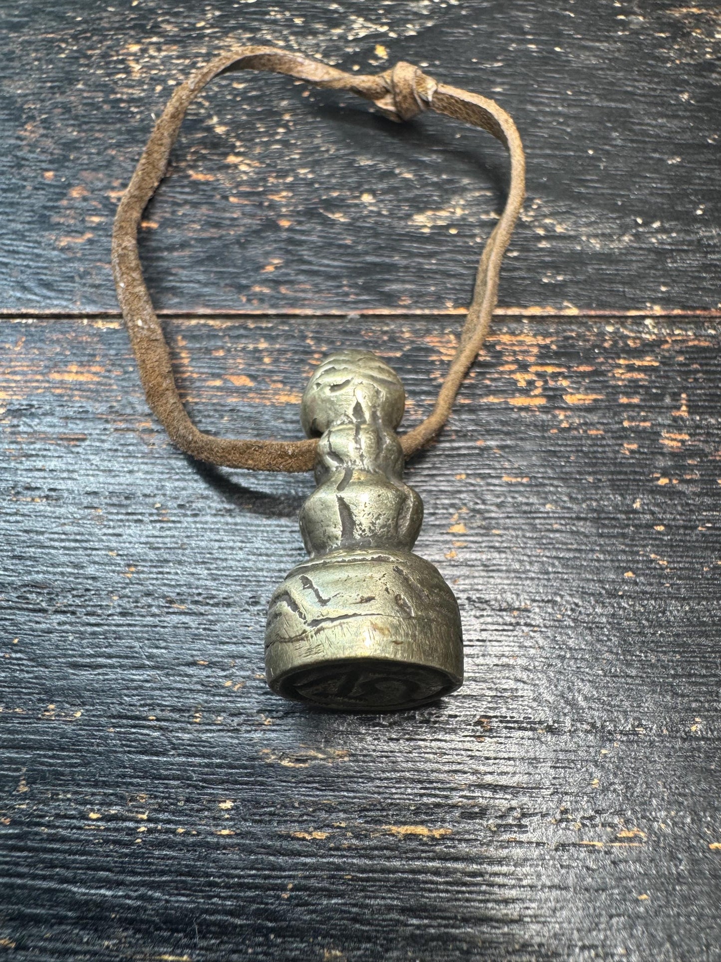 Vintage Tibetan Bronze Stupa Seal Pendant • Om Symbol Stamp Amulet • Himalayan Buddhist Seal • Tibetan Ritual Pendant • Meditation Talisman