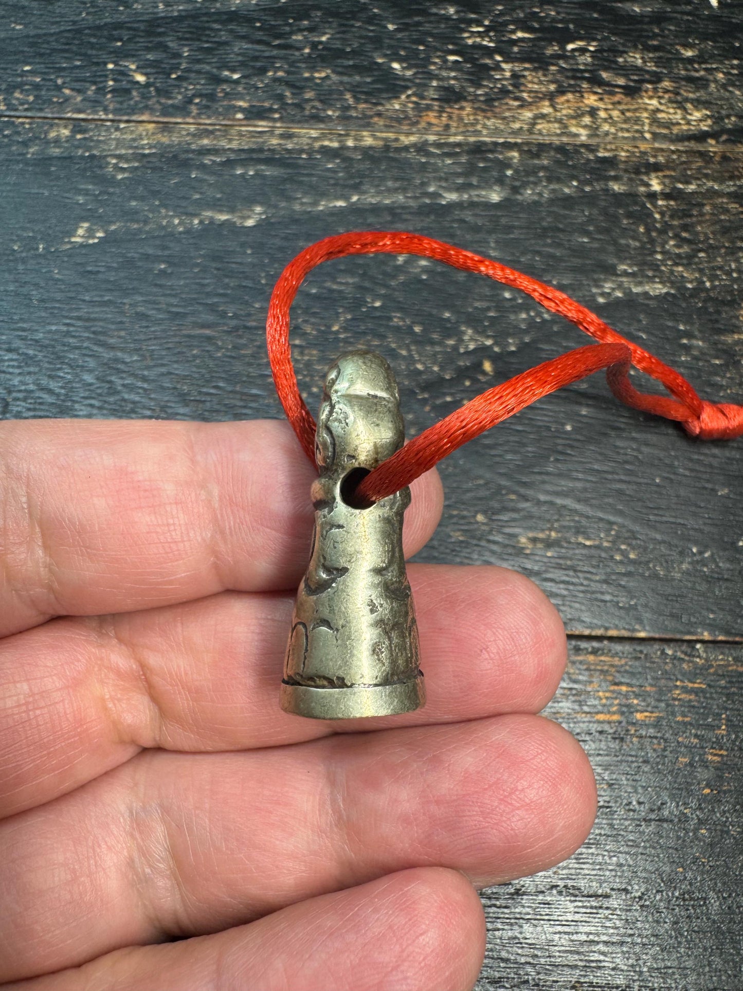 Vintage Tibetan White Brass Seal Pendant • Cloud Motif Stamp Amulet • Himalayan Seed Syllable Seal • Tibetan Ritual Charm • Buddhist Talisma