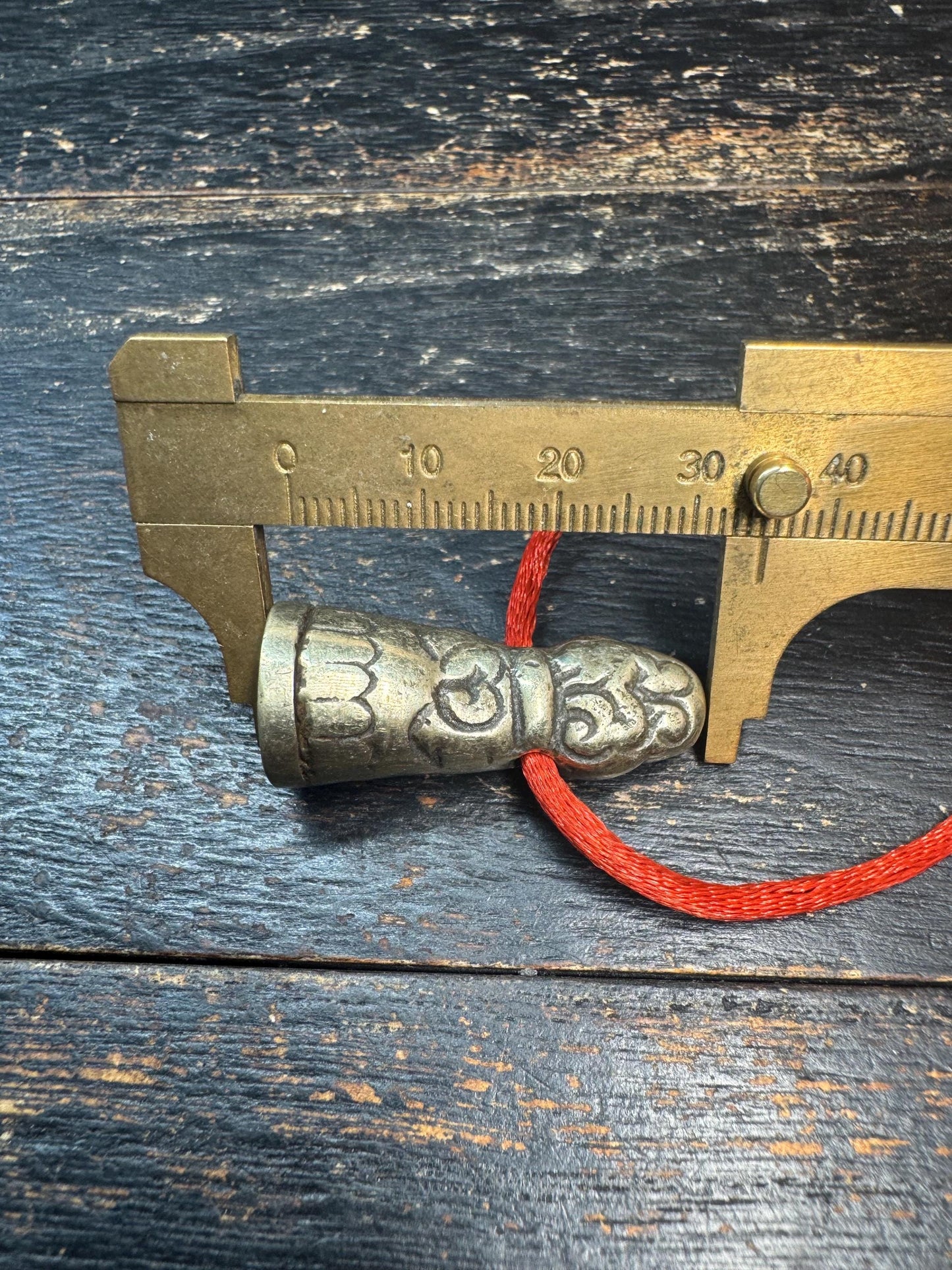 Vintage Tibetan White Brass Seal Pendant • Cloud Motif Stamp Amulet • Himalayan Seed Syllable Seal • Tibetan Ritual Charm • Buddhist Talisma