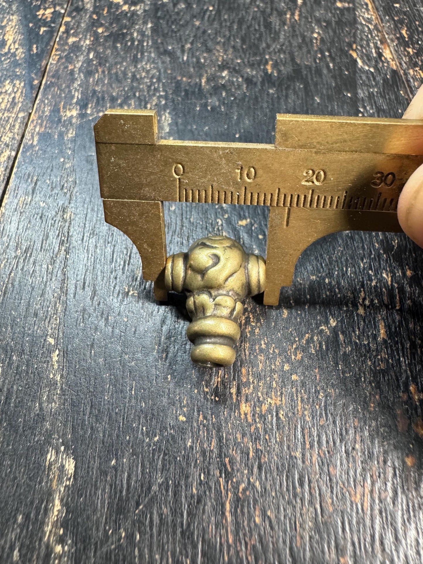 Vintage Brass Conch Guru Bead • Tibetan Mala Center Bead • Three Hole Guru Bead • Hand Cast Brass Spacer • Buddhist Prayer Bead Supply