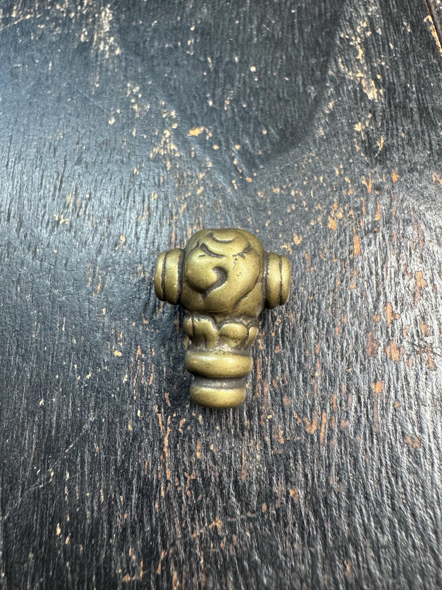 Vintage Brass Conch Guru Bead • Tibetan Mala Center Bead • Three Hole Guru Bead • Hand Cast Brass Spacer • Buddhist Prayer Bead Supply