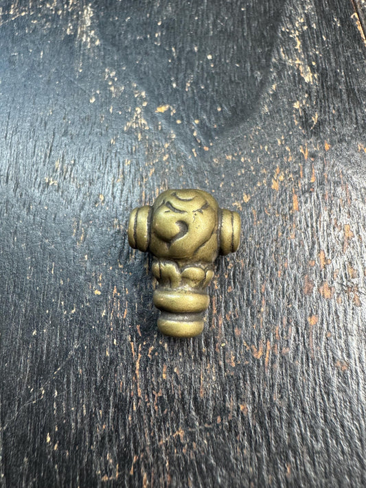 Vintage Brass Conch Guru Bead • Tibetan Mala Center Bead • Three Hole Guru Bead • Hand Cast Brass Spacer • Buddhist Prayer Bead Supply
