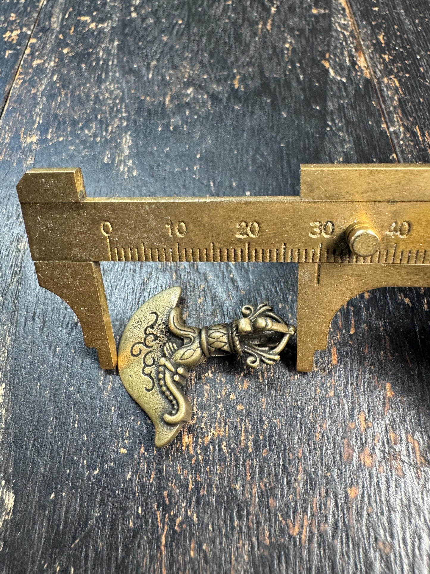 Vintage Brass Kartika Pendant • Tibetan Vajra Chopper Amulet • Curved Ritual Knife Charm • Buddhist Tantric Symbol • Himalayan Brass Pendant