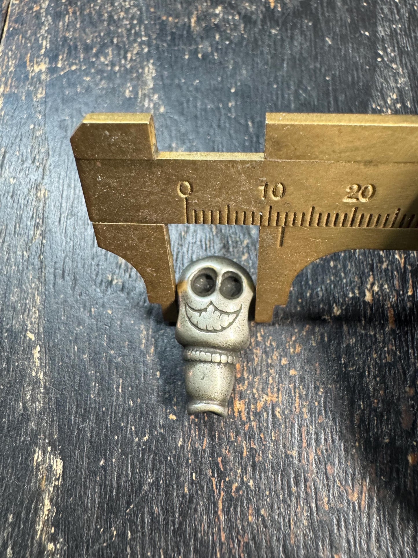 Vintage Brass Citipati Guru Bead • Tibetan Skull Mala Center Bead • Charnel Ground Skull Spacer • Brass Prayer Bead • Himalayan Buddhist Jew