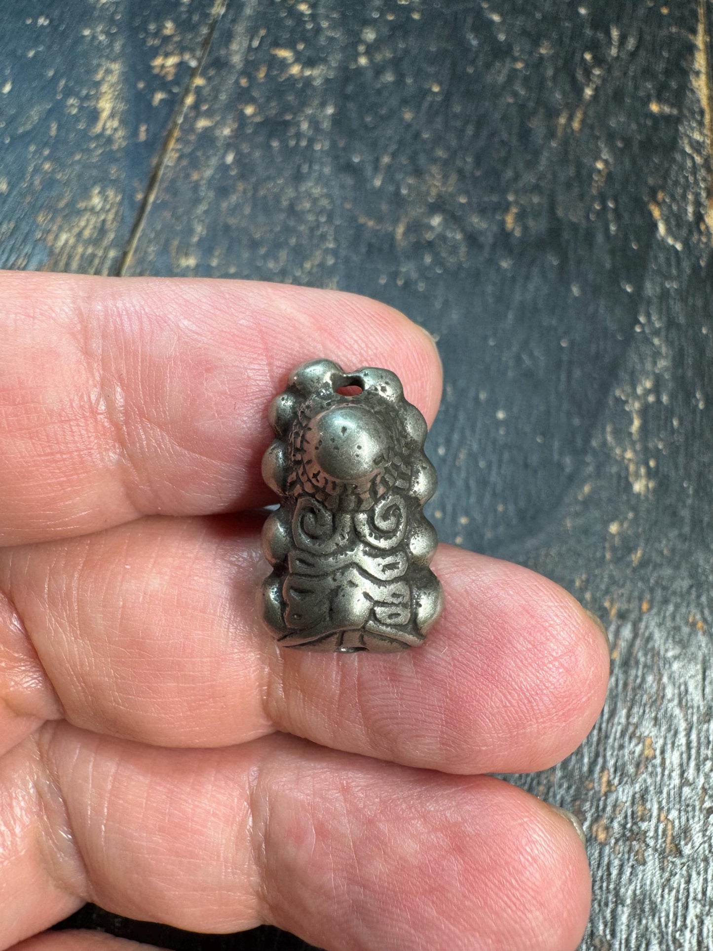 Vintage Brass Snow Lion Bead • Tibetan Snow Lion Guru Bead • Himalayan Guardian Lion Spacer • Brass Mala Bead • Buddhist Prayer Bead Supply