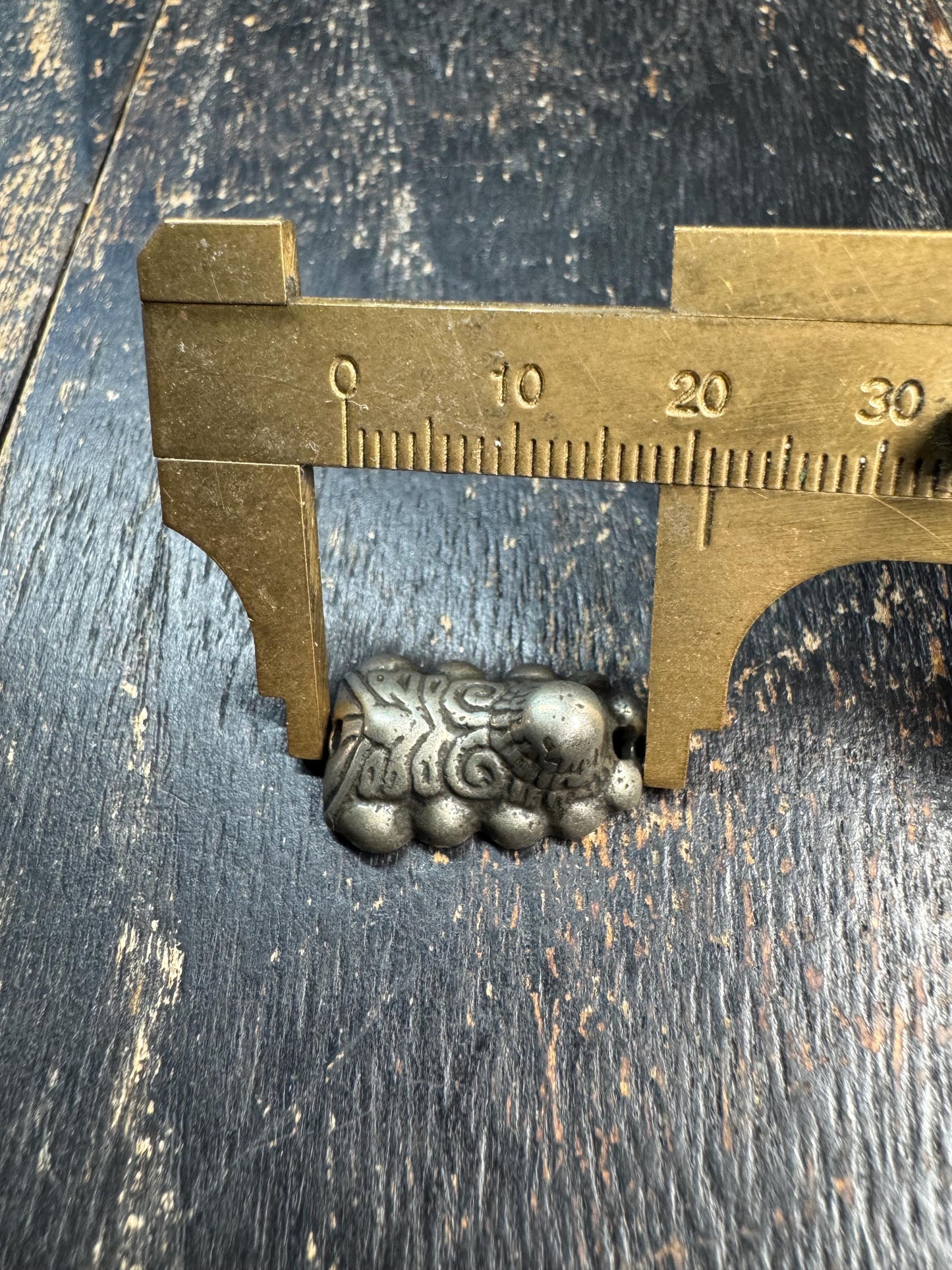 Vintage Brass Snow Lion Bead • Tibetan Snow Lion Guru Bead • Himalayan Guardian Lion Spacer • Brass Mala Bead • Buddhist Prayer Bead Supply