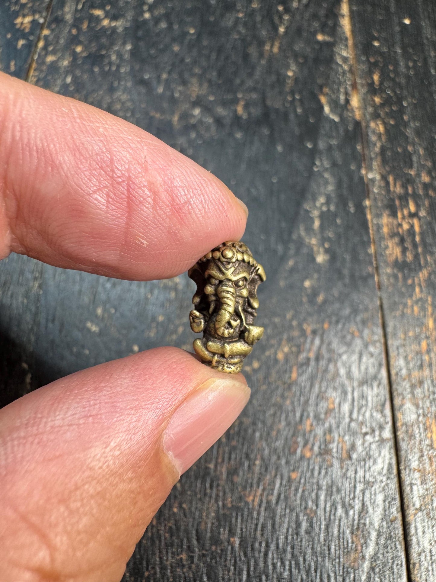 Vintage Brass Ganesha Guru Bead • Tibetan Mala Center Bead • Ganesh Brass Spacer Bead • Three Dimensional Elephant God Bead • Prayer Bead Su