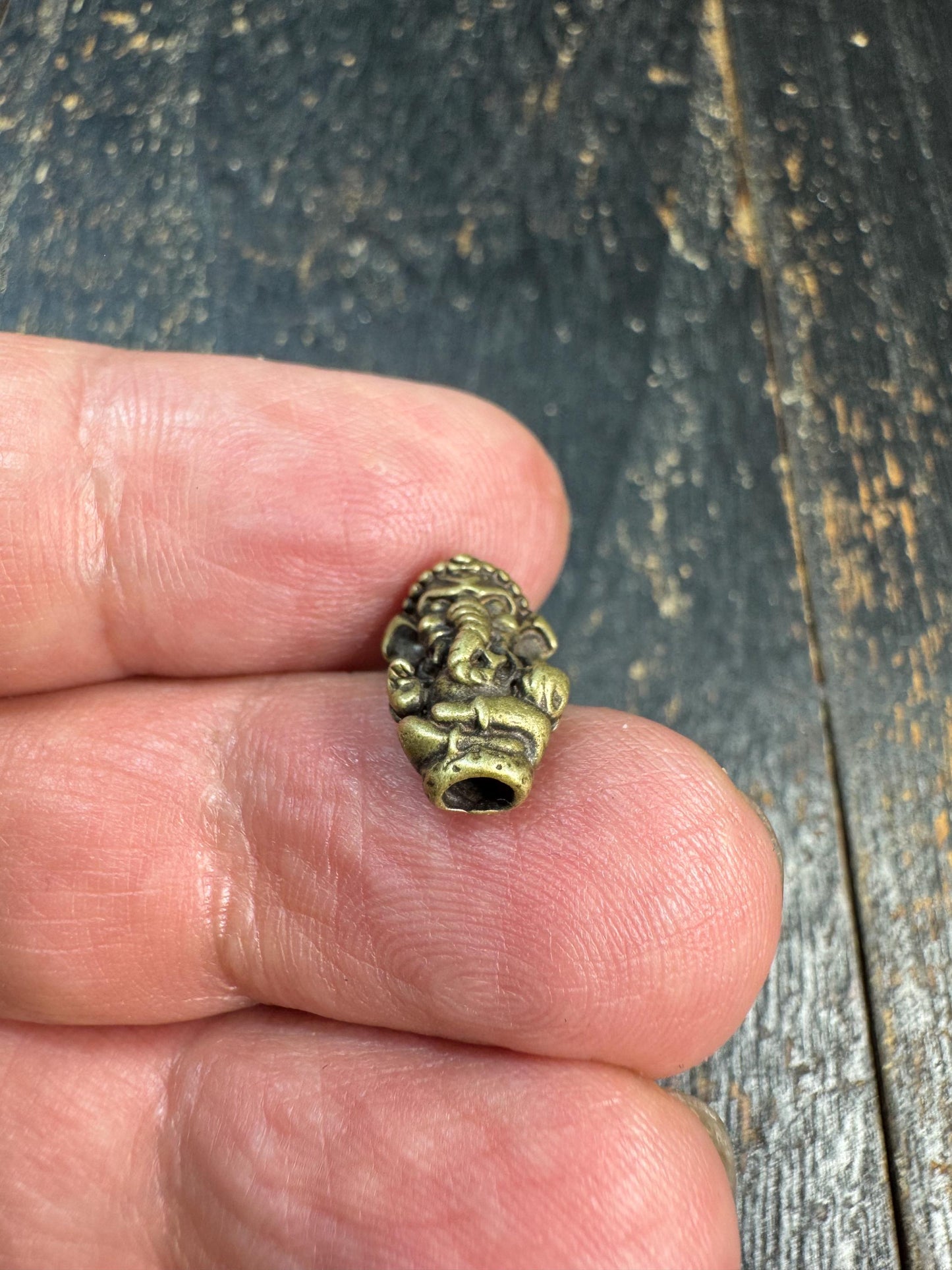 Vintage Brass Ganesha Guru Bead • Tibetan Mala Center Bead • Ganesh Brass Spacer Bead • Three Dimensional Elephant God Bead • Prayer Bead Su