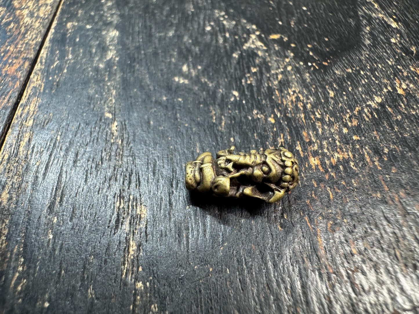 Vintage Brass Ganesha Guru Bead • Tibetan Mala Center Bead • Ganesh Brass Spacer Bead • Three Dimensional Elephant God Bead • Prayer Bead Su