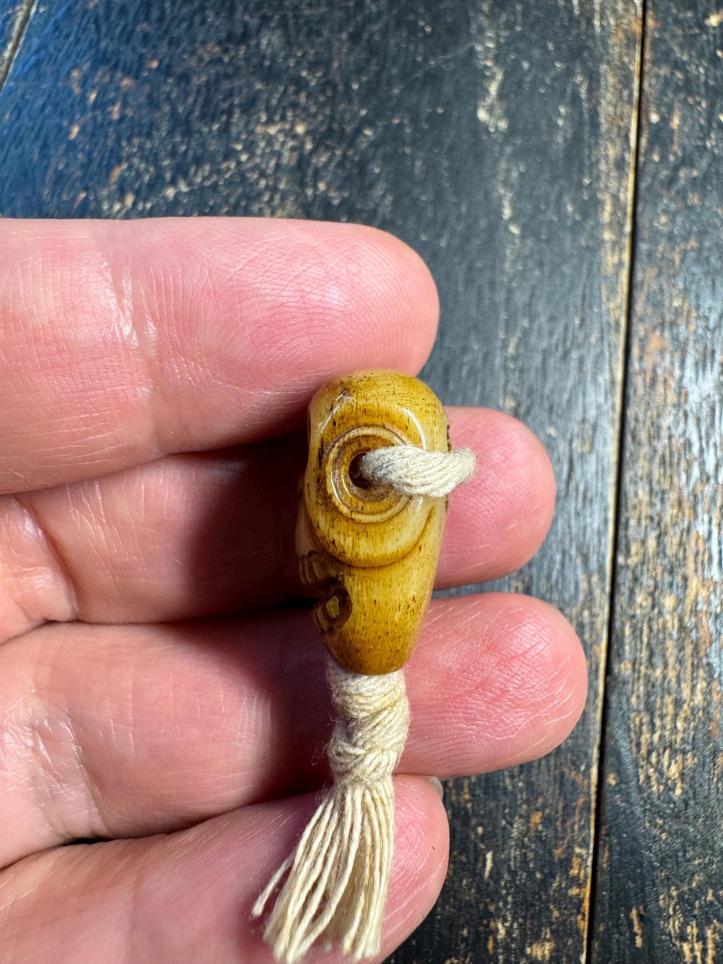 Hand Carved Yak Bone Citipati Skull Guru Bead – Tibetan Style Three Hole Mala Bead, Carved Bone Focal Bead, Meditation Jewelry Making Supply