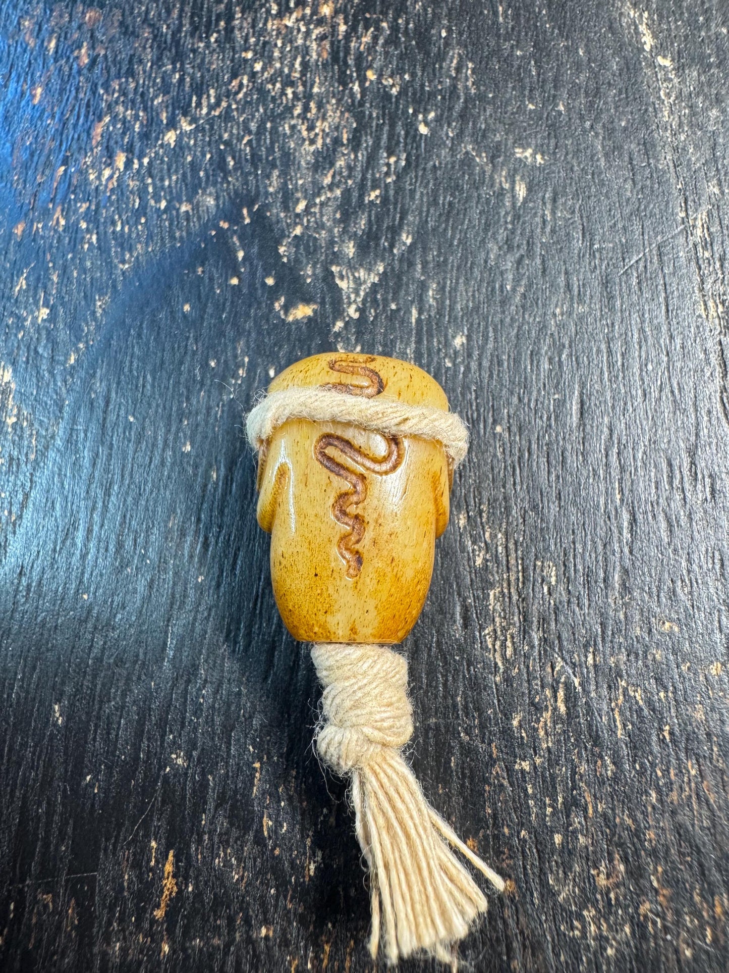 Hand Carved Yak Bone Citipati Skull Guru Bead – Tibetan Style Three Hole Mala Bead, Carved Bone Focal Bead, Meditation Jewelry Making Supply