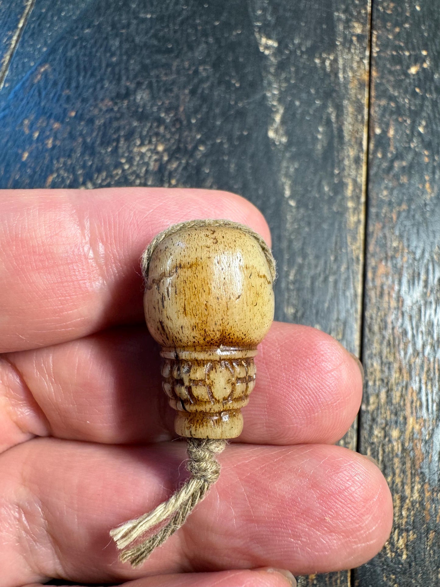 Hand Carved Yak Bone Skull Guru Bead – Tibetan Style Mala Center Bead, Three Hole Bone Guru Bead, Meditation Jewelry Supply, Unique Focal Be