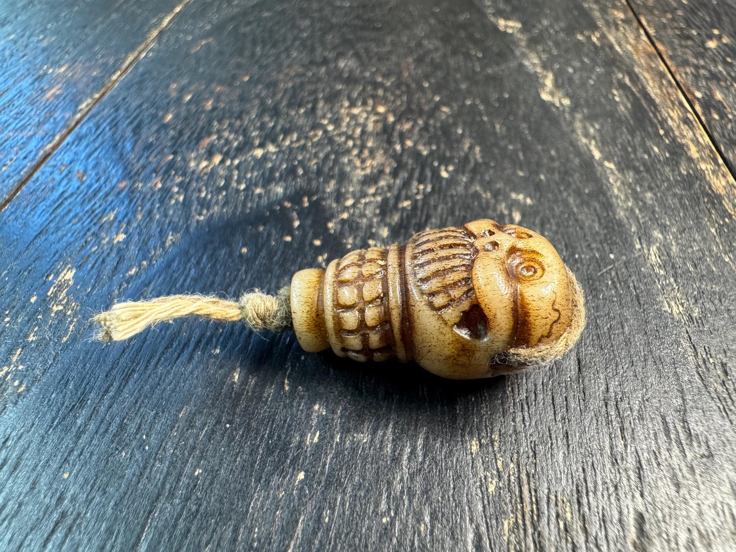 Hand Carved Yak Bone Skull Guru Bead – Tibetan Style Mala Center Bead, Three Hole Bone Guru Bead, Meditation Jewelry Supply, Unique Focal Be
