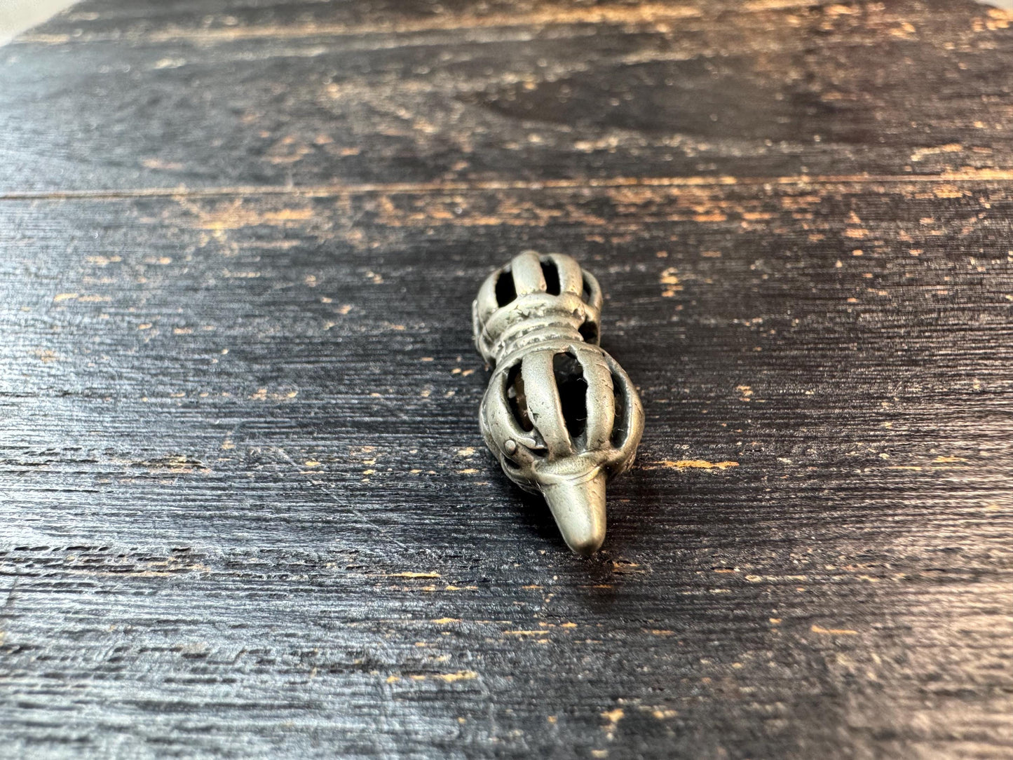 Brass Double Vajra Guru Bead • Tibetan Dorje Center Bead • Double Dorje Spacer • Himalayan Mala Making Supply • Brass Focal Bead