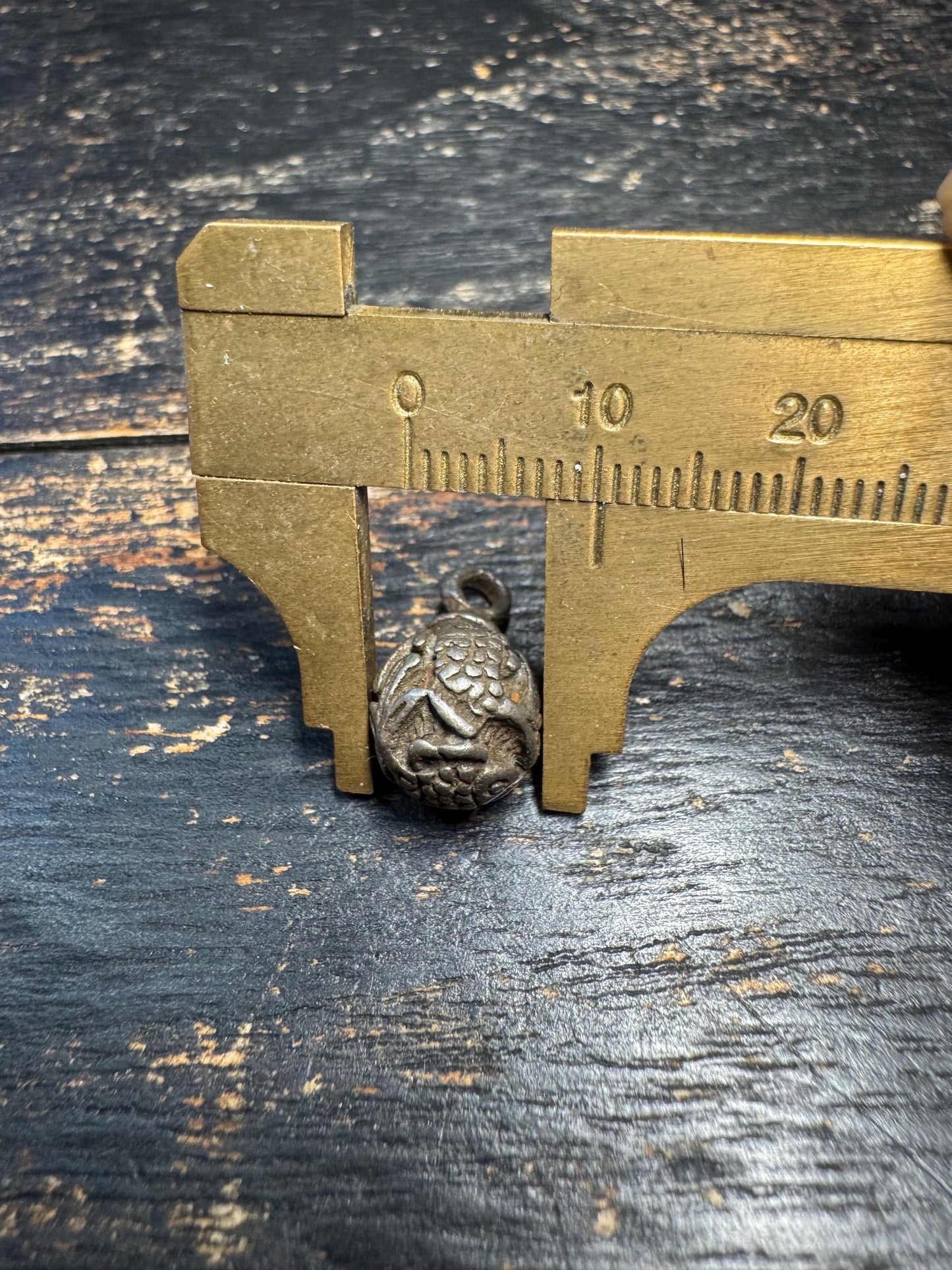 Vintage Tibetan Thokcha Iron Three Fish Amulet Pendant, Old Himalayan Protective Charm, Tribal Talisman, Mala Pendant(H708)