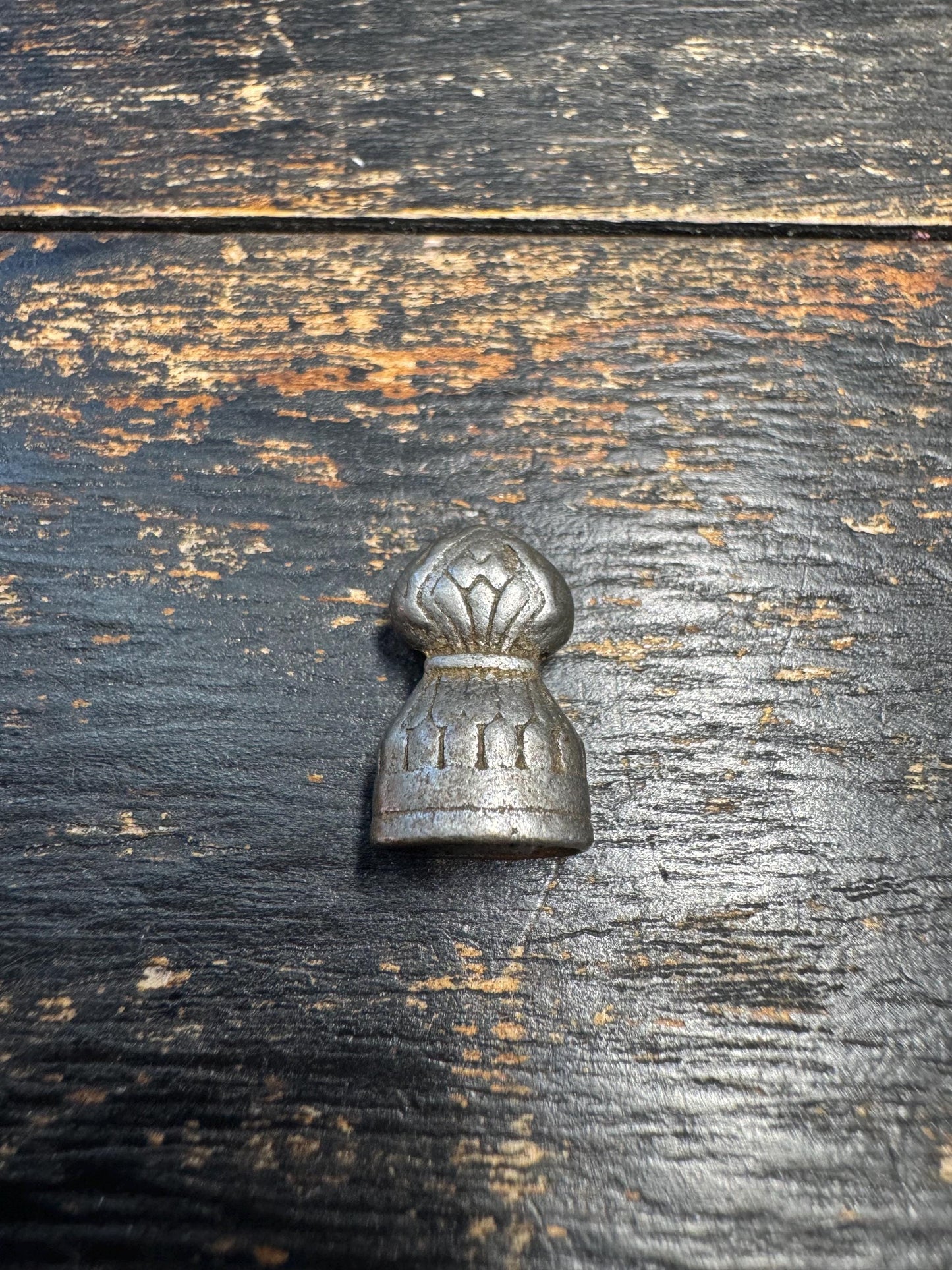 Nepalese Tibetan Handcrafted Iron Dorje Seal Amulet, Vintage Himalayan Thokcha Pendant, Mini Ritual Stamp Charm, Mala Accessory(H711)