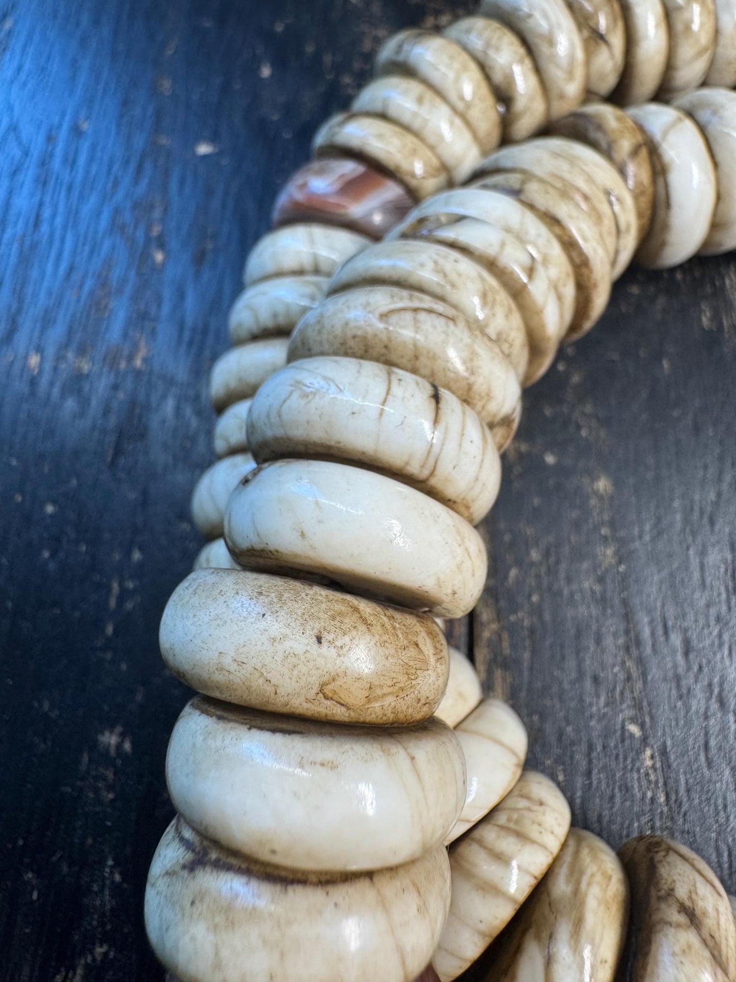 Vintage Tibetan Conch Shell Mala 108 Beads | Heavy Himalayan Prayer Beads Necklace | Carnelian Spacer Beads | Skull Finial | 560g(H715)