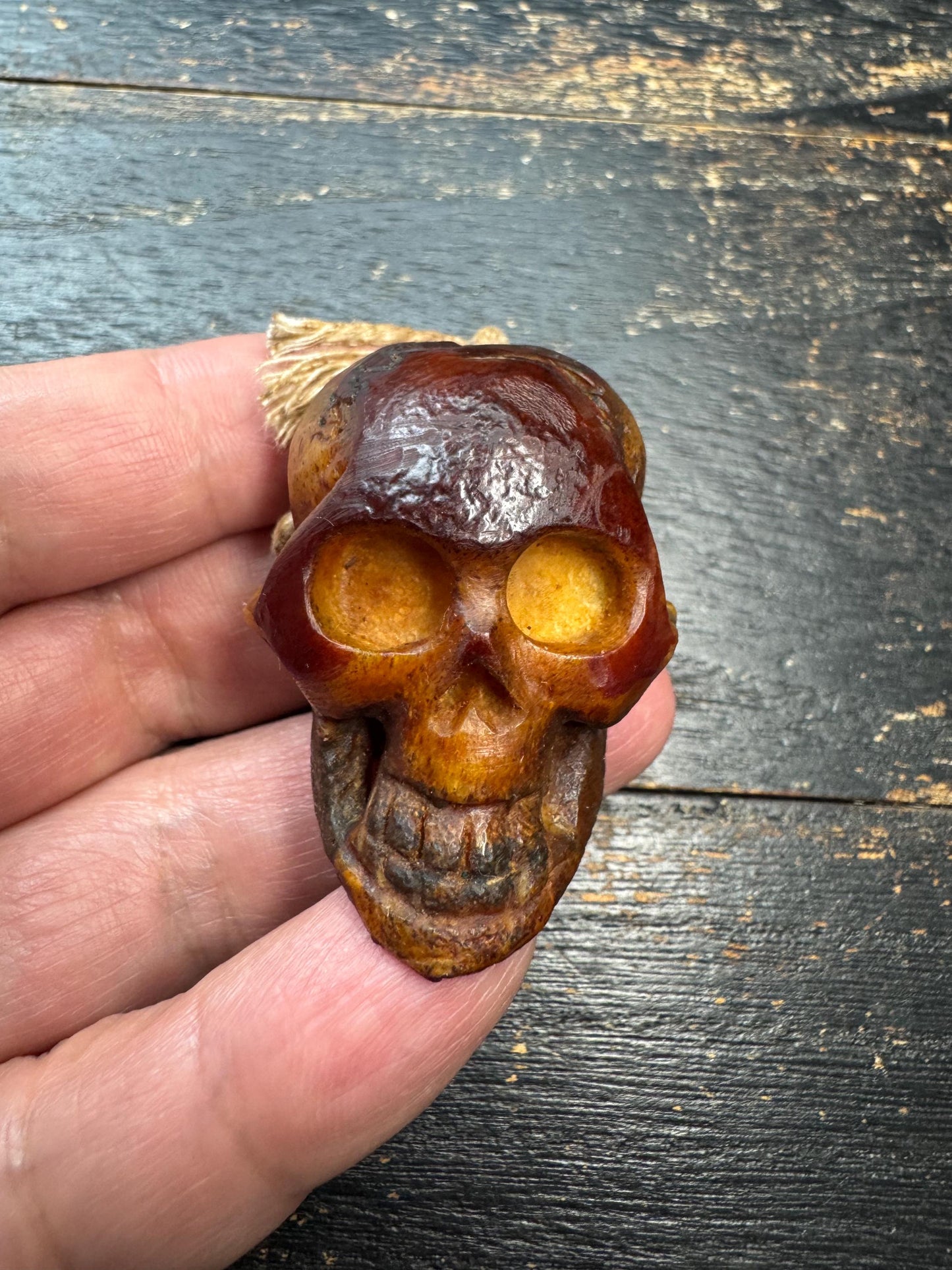Tibetan Charnel Ground Skull Guru Bead, Hand Carved Yak Bone Focal Bead, Citipati Inspired Mala Guru Bead, Large Center Bead for Prayer Mala