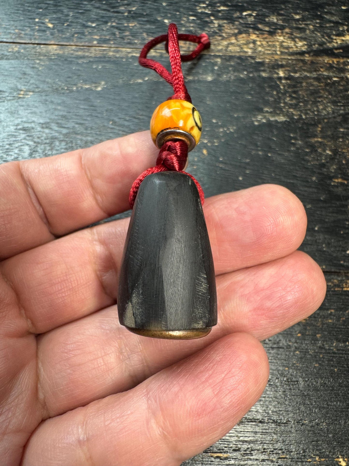 Vintage Himalayan Horn Tsa Tsa Seal Pendant, Hand Carved Buddha Mold Amulet, Buddhist Ritual Stamp, Nepal Folk Art Charm, Tribal Horn Talism